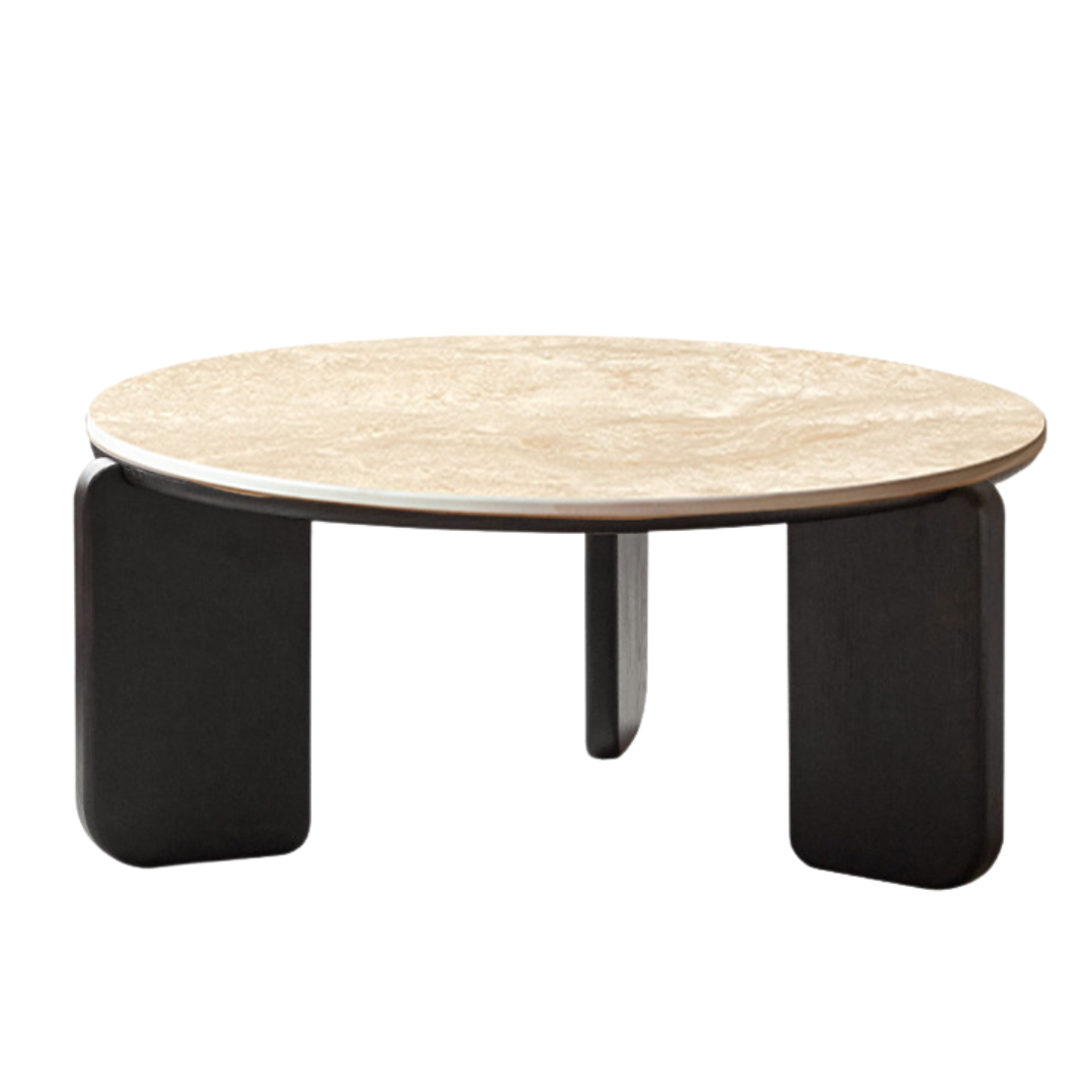Oak Solid Wood Slate Black Coffee Table