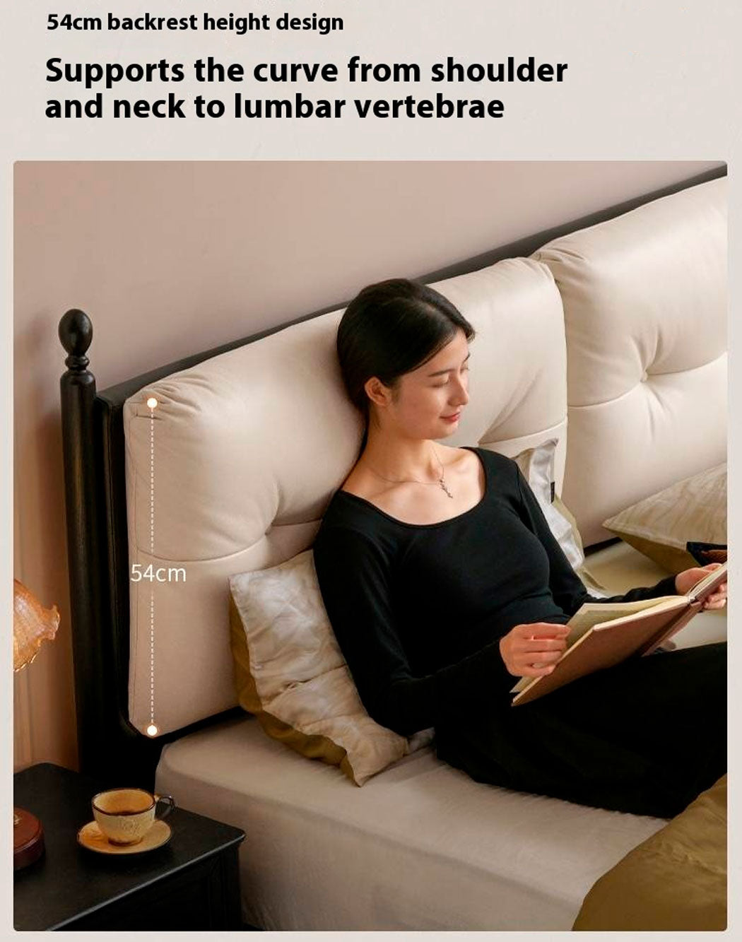 Genuine Leather Soft Bed French Retro Style