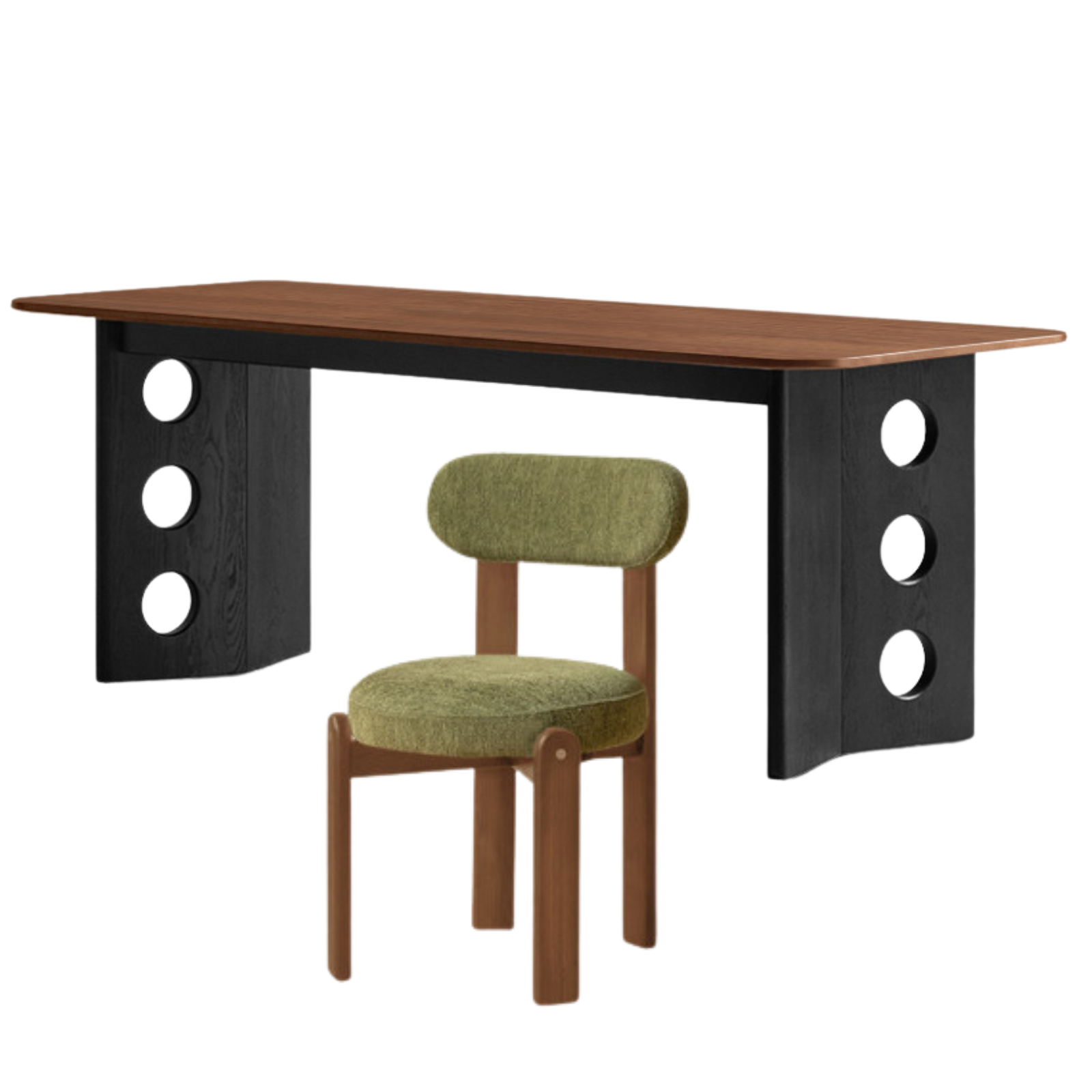 Black Walnut, Ash Solid Wood Retrо Dining Table
