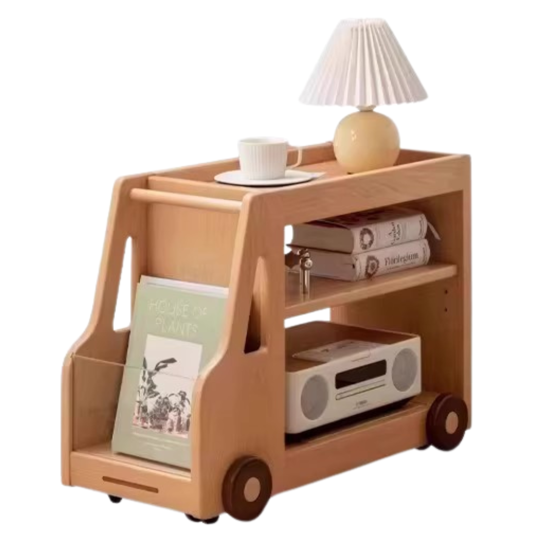 Beech Solid Wood Car Mobile Cabinet Bookshelf Storage