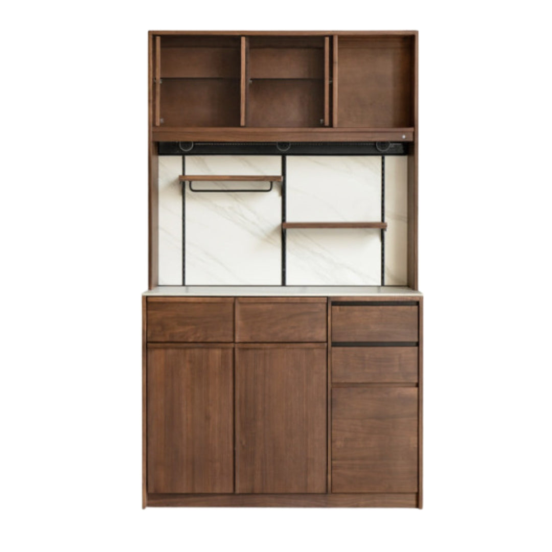 Black Walnut, Sandalwood, Ash Solid Wood Dining Cabinet Antique Style Rock Board