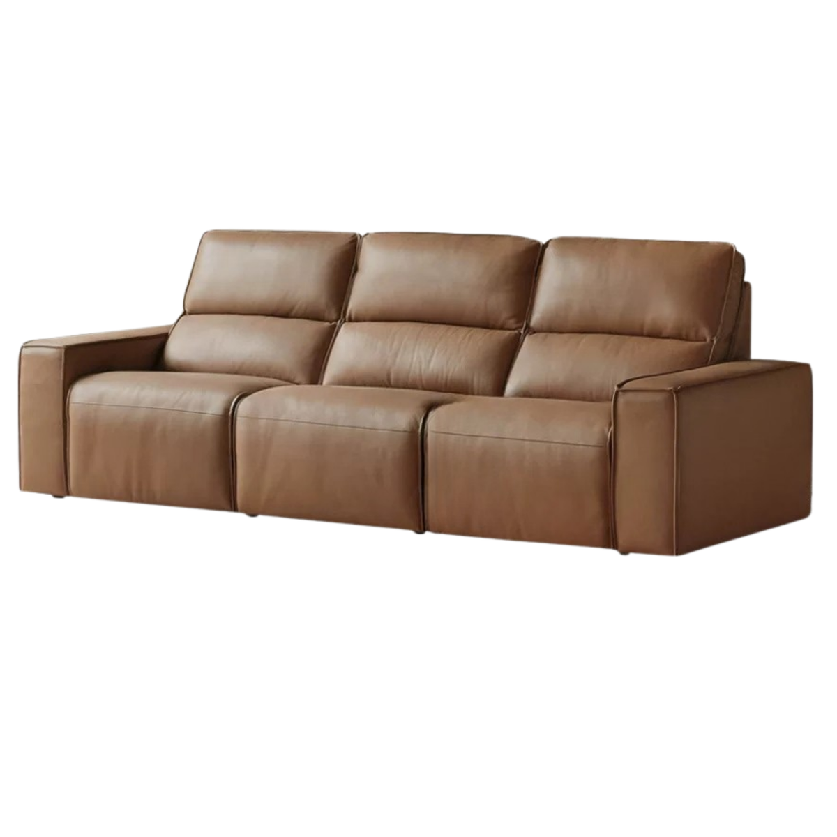 Genuine Leather Power Reclining Sofa with Adjustable Headrests and USB Charging