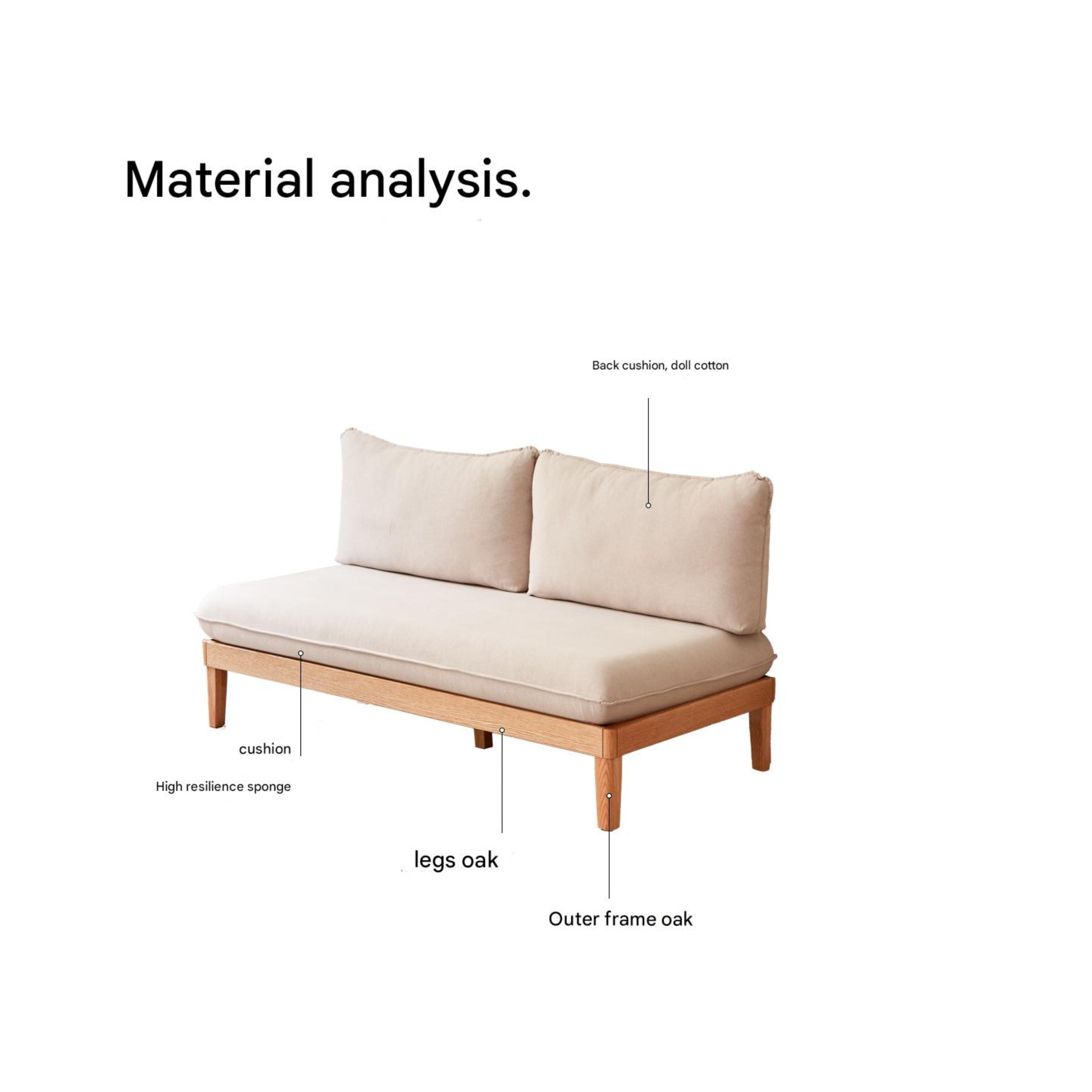 Oak Solid wood Armless Straight Fabric Sofa.