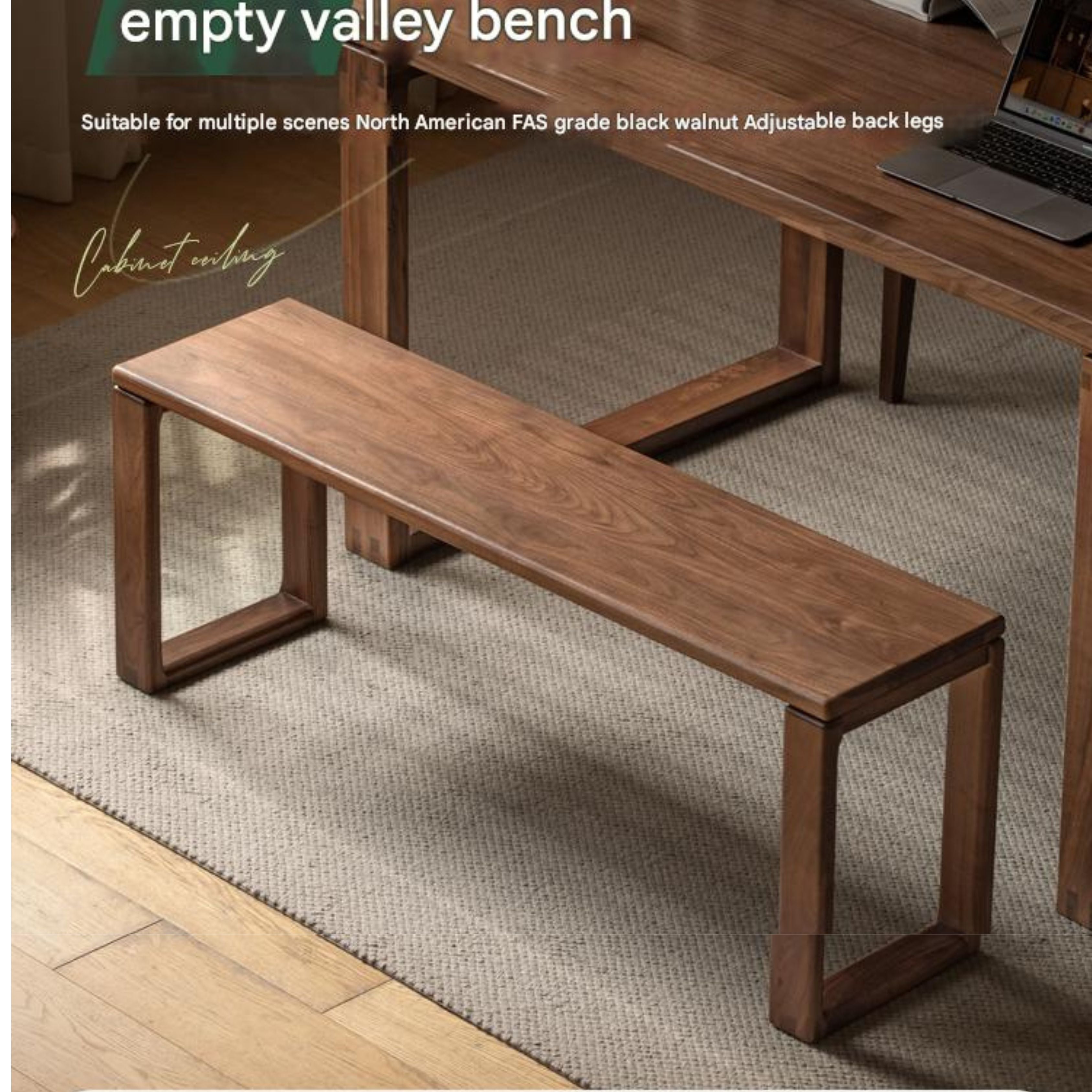 Black Walnut, Oak, Ash Solid Wood Long Bench