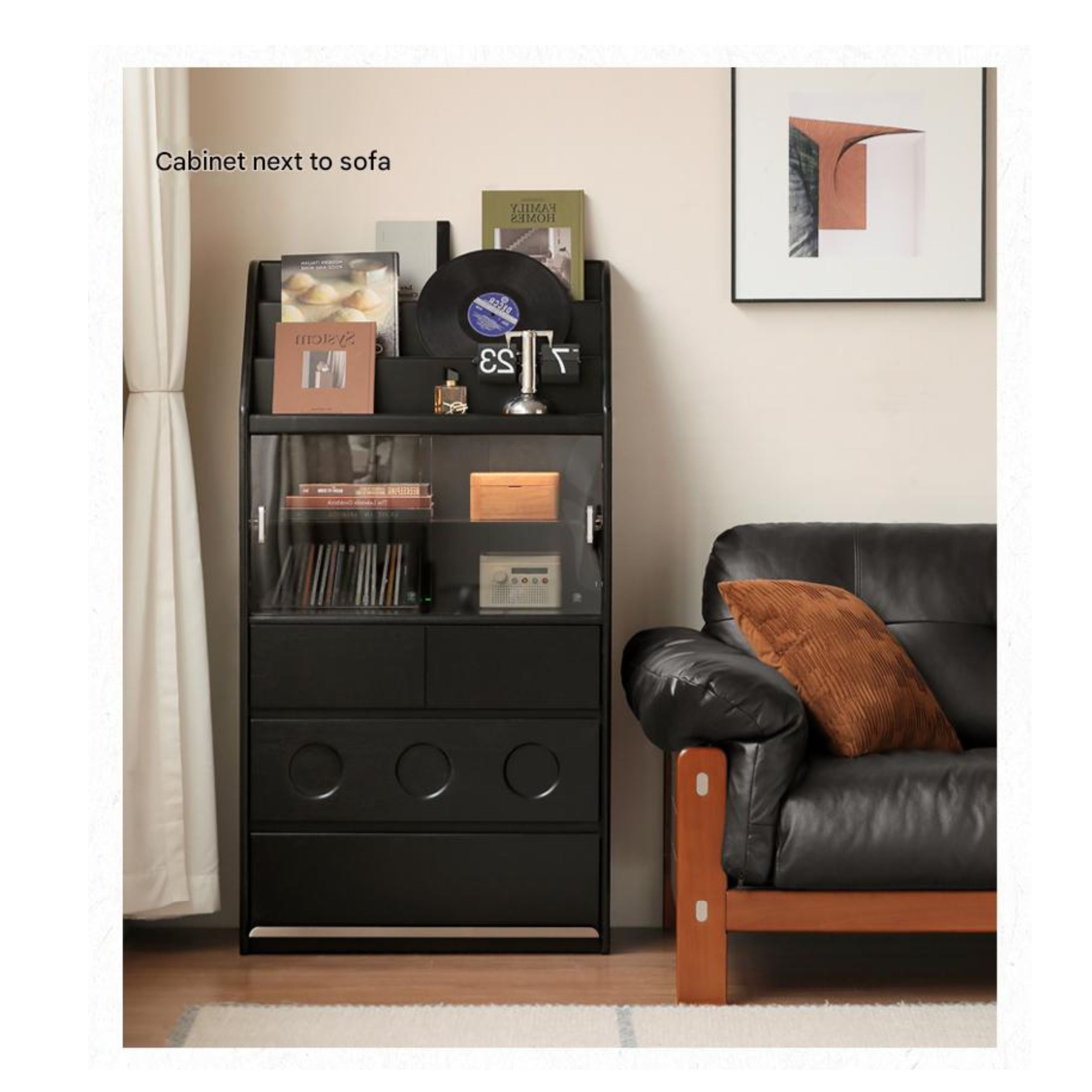 Solid Rubberwood Bauhaus Style Side Cabinet.