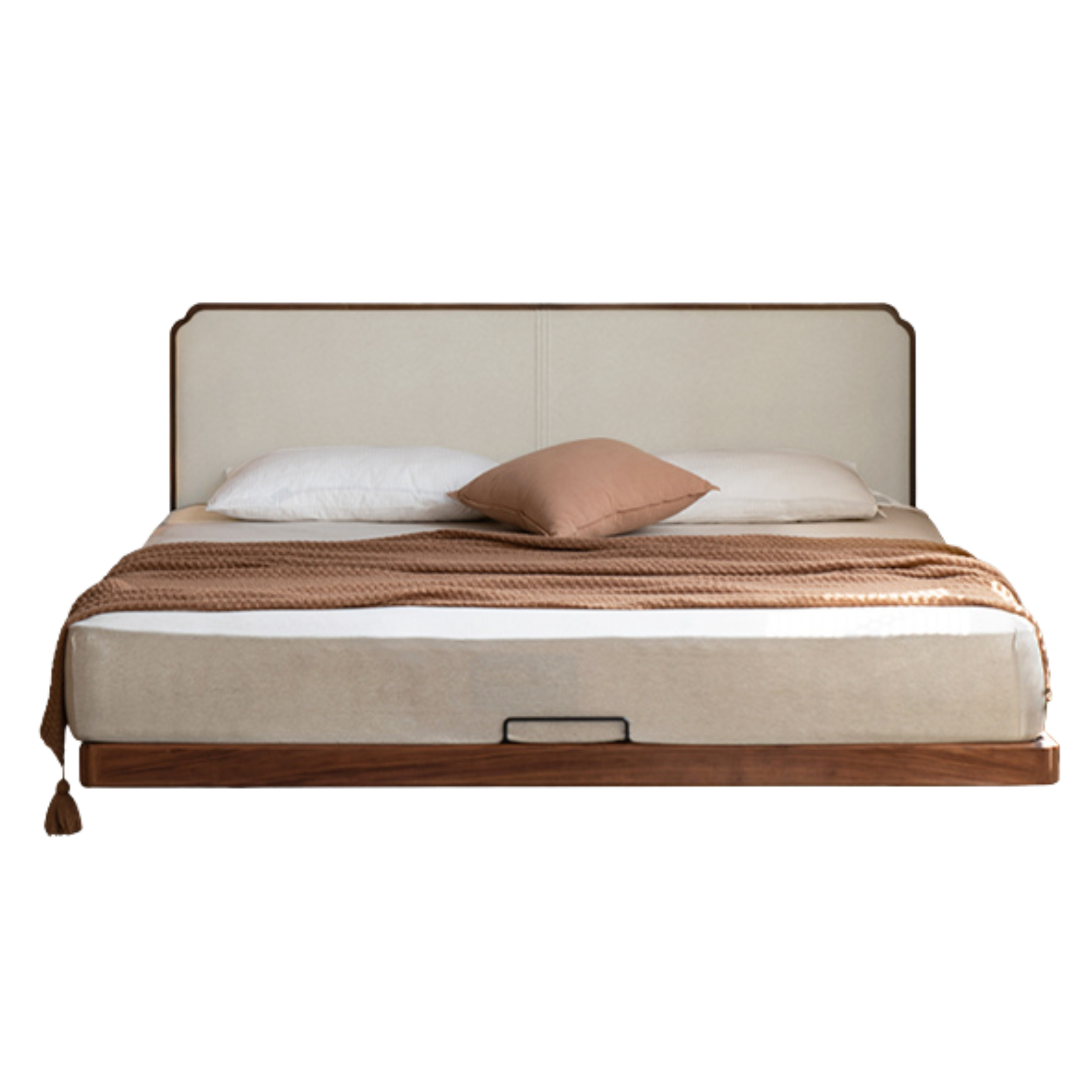 North American Black Walnut, Oak Technical Cloth Organic Leather Soft Suspended Bed