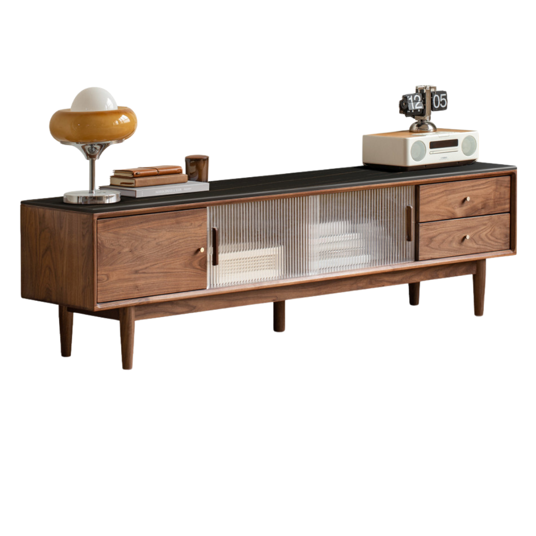 Black Walnut, Teak solid wood TV Cabinet.