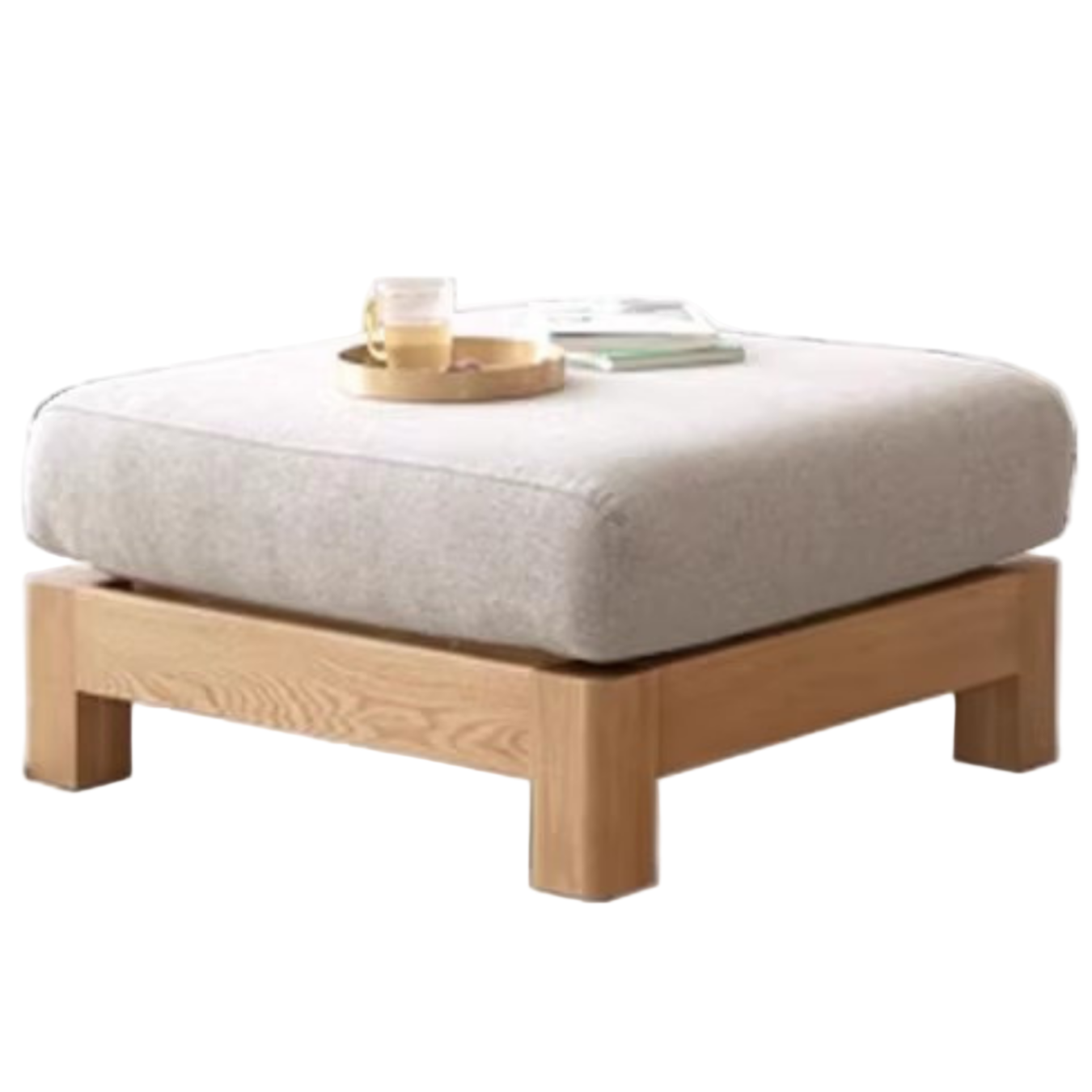 Ash, Oak, Black Walnut Solid Wood Fabric Footstool-