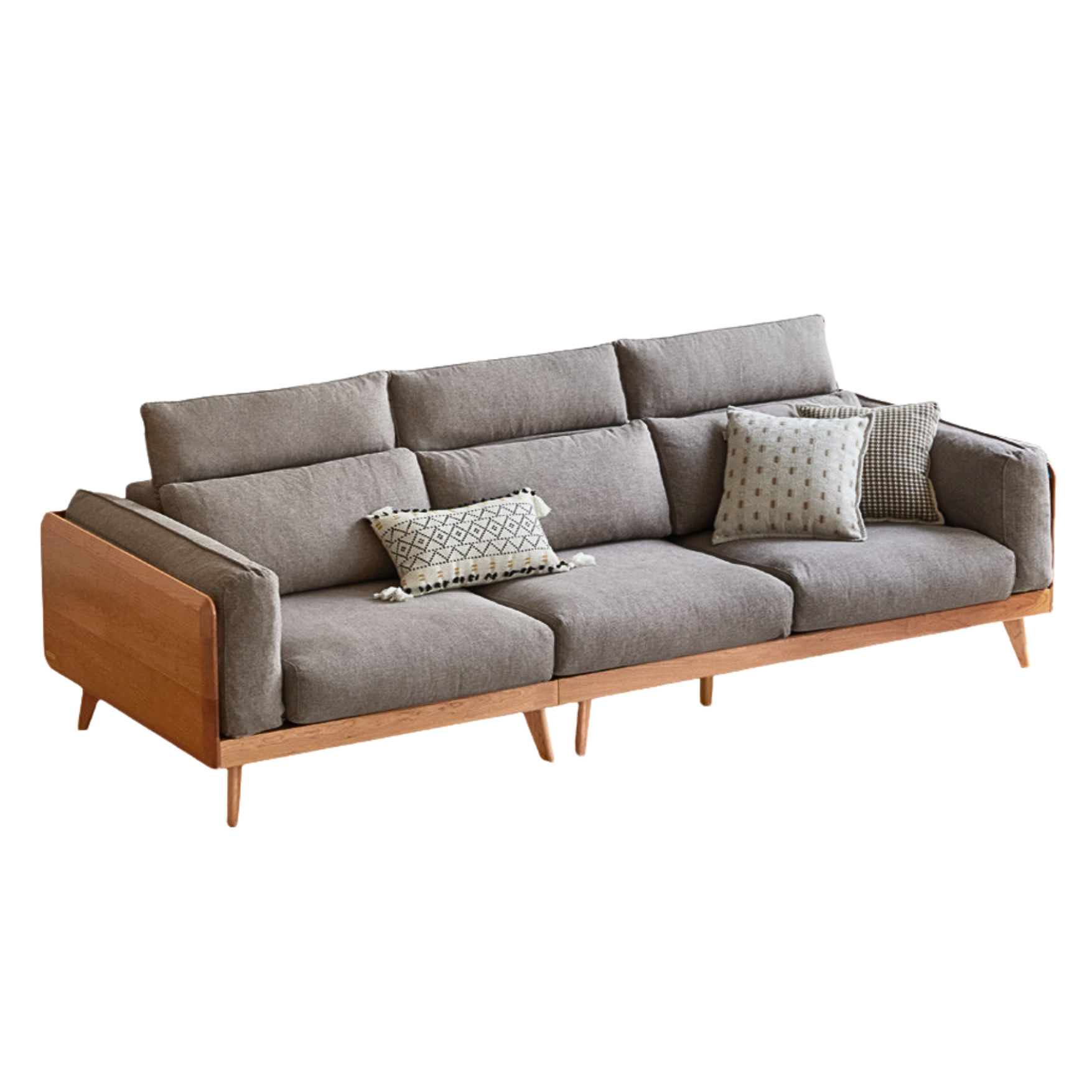 Cherry Solid Wood Black Label Leather Down Sofa.