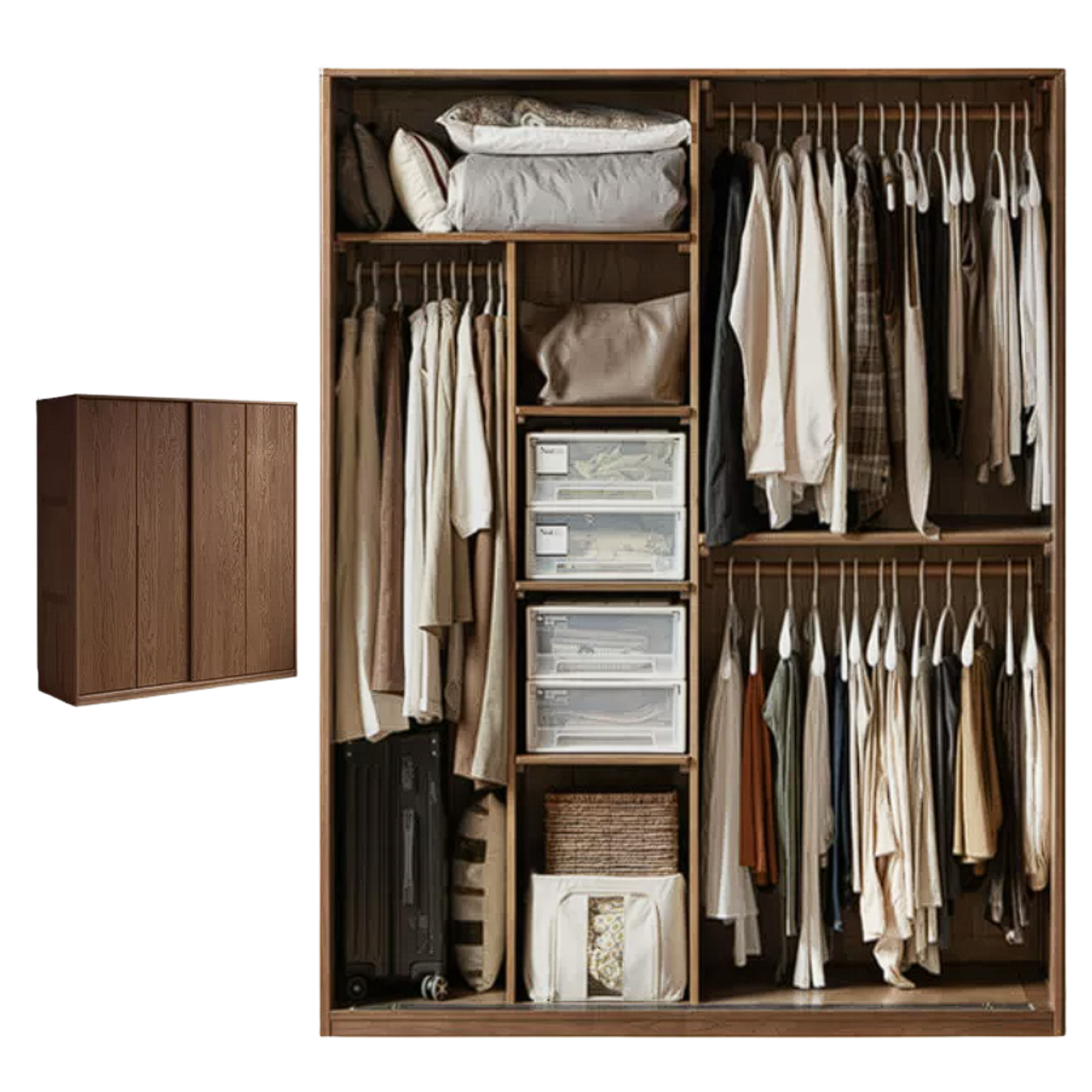 Oak Solid Wood Sliding Door Wardrobe.