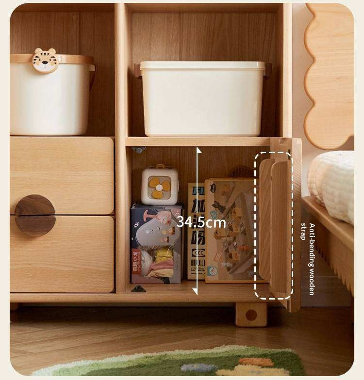 Oak Solid Wood Multi-Layer Children's Bookcase