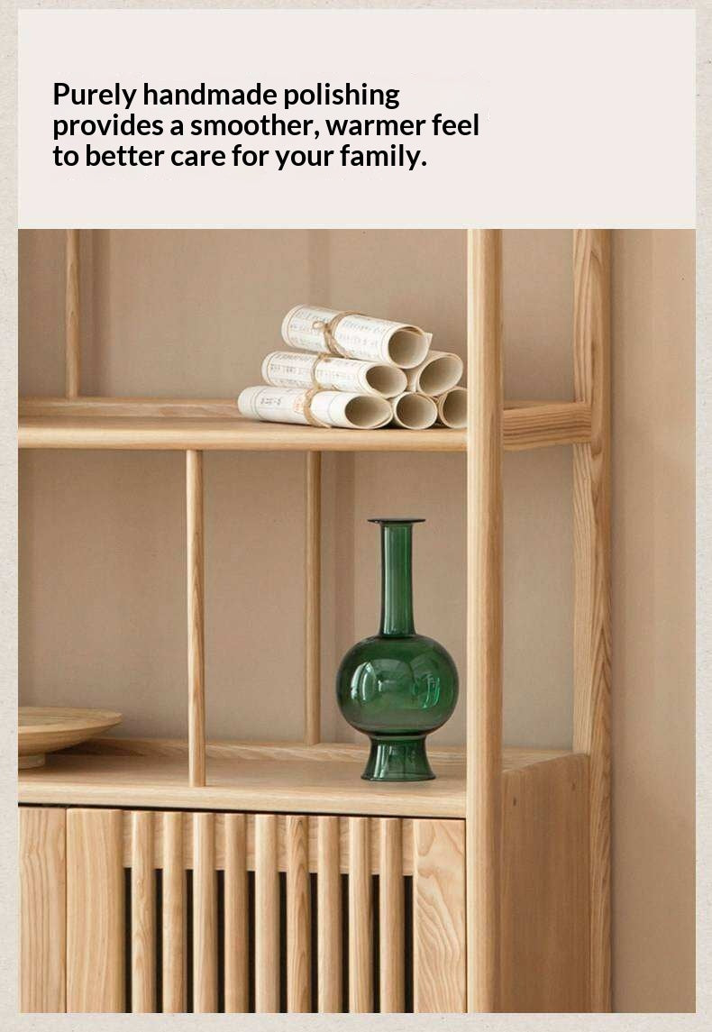 Ash Solid Wood Bookshelf Combined Bookcase Display Cabinet Wall Shelf