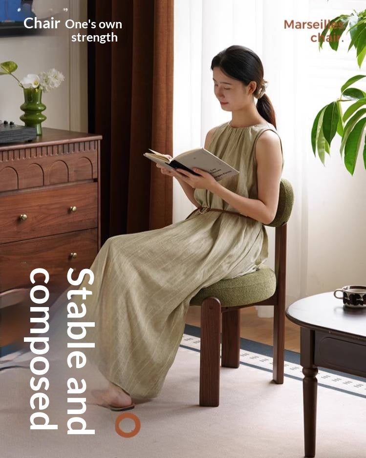 Set 4pcs Black Walnut Solid Wood, Solid Rubberwood Wood Upholstered Dining Chair, Modern Organic