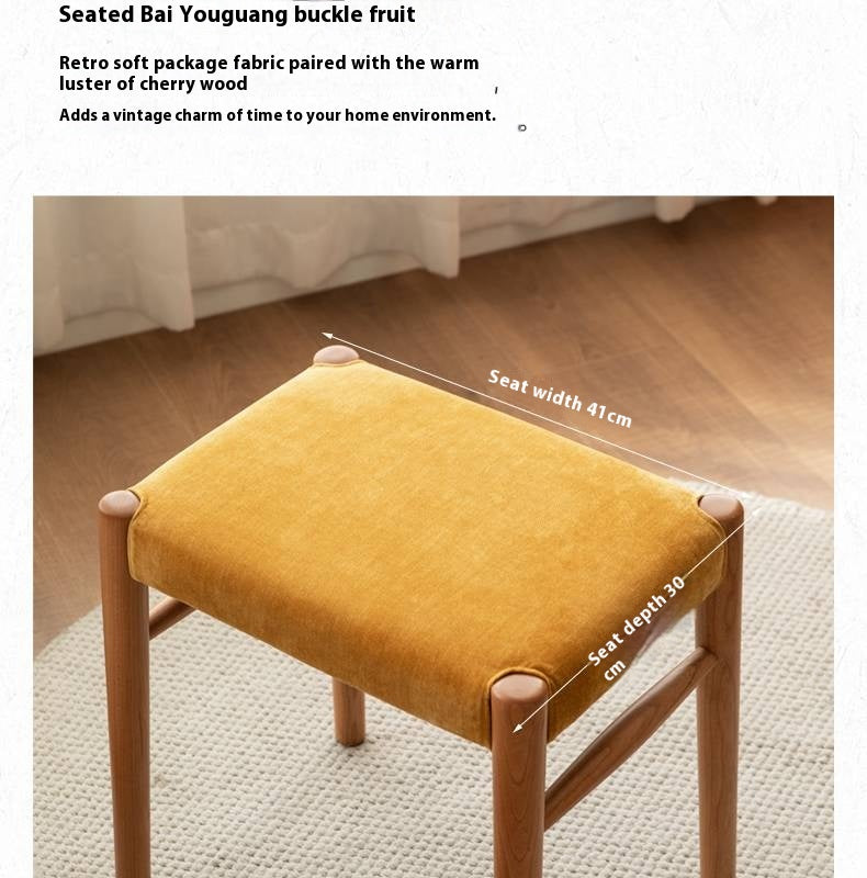 Oak Solid Wood Retro Makeup Stool