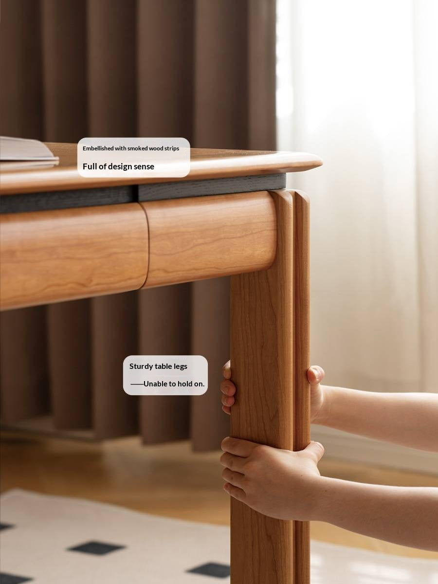 Cherry Solid Wood Color Large Office Desk