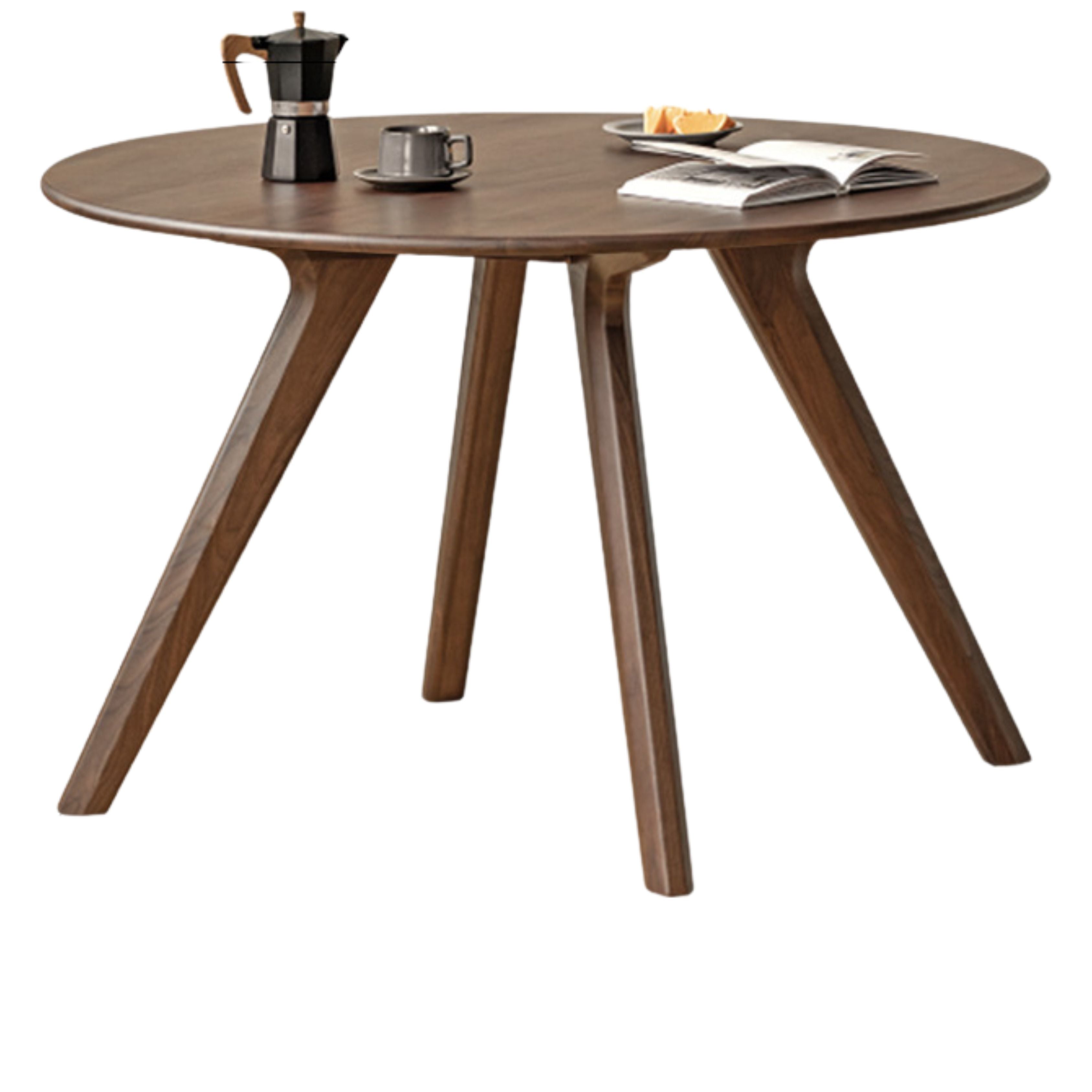 Black Walnut Solid Wood Retro Round Dining Table