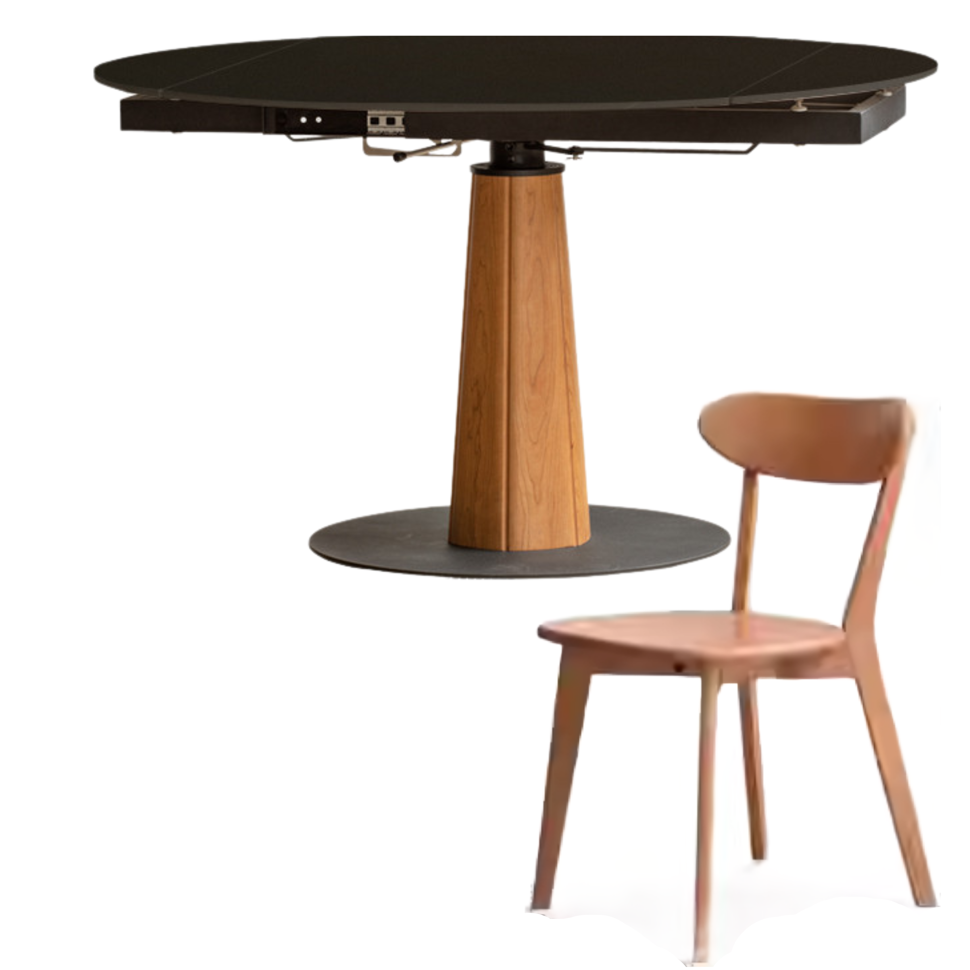 Cherry, Black Walnut, Ash Solid Wood Folding Retro Rock Plate Dining Table