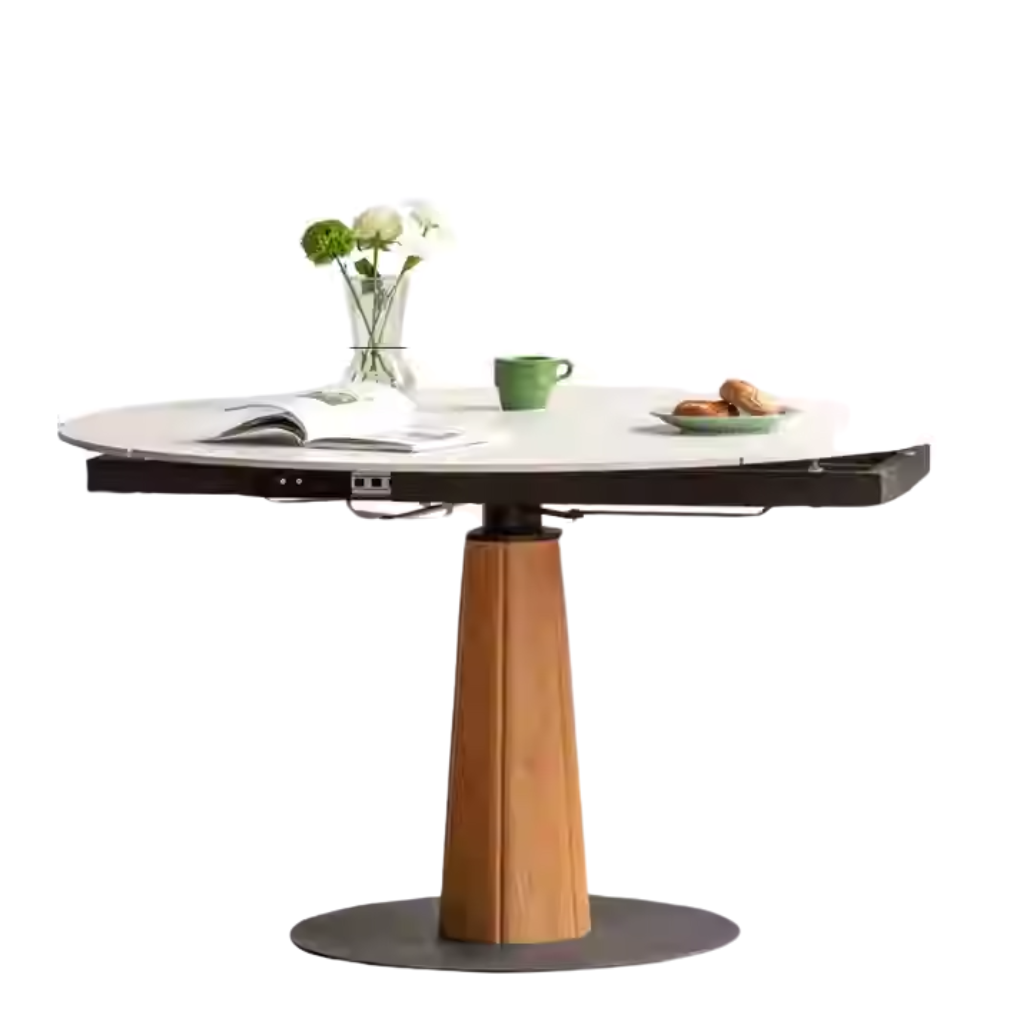 Cherry, Black Walnut, Ash Solid Wood Folding Retro Rock Plate Dining Table