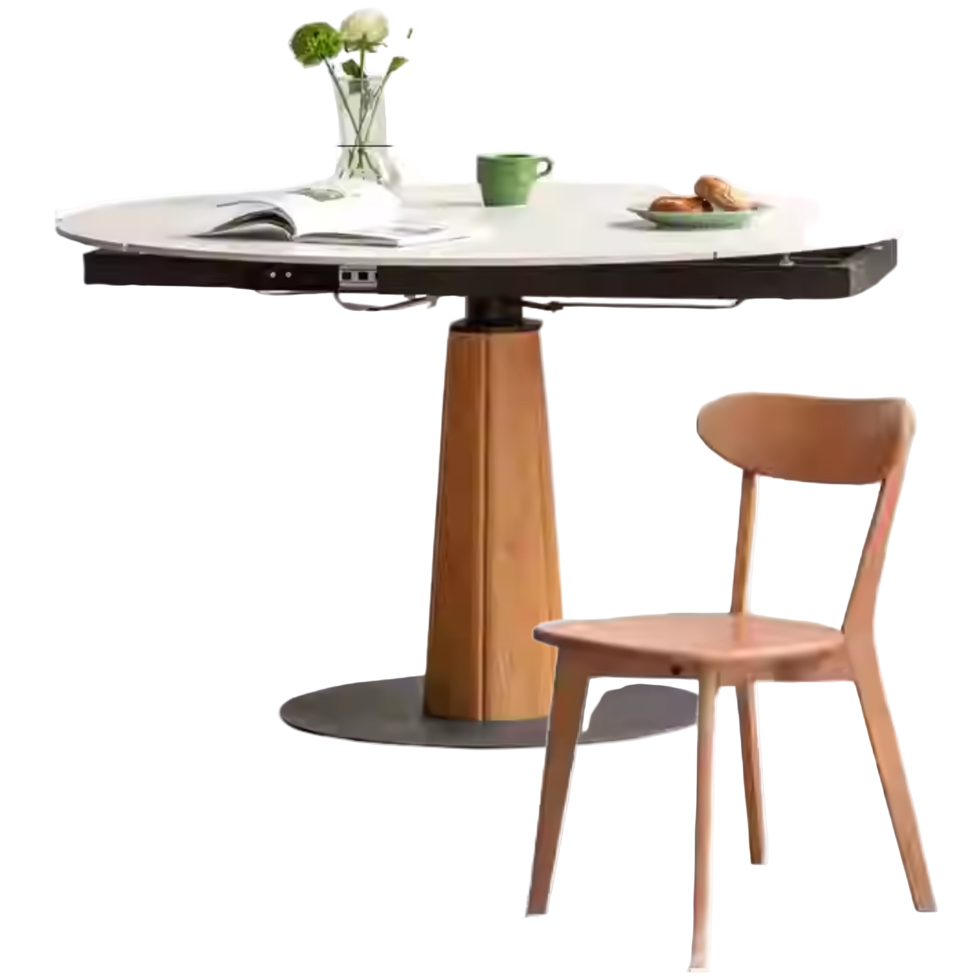 Cherry, Black Walnut, Ash Solid Wood Folding Retro Rock Plate Dining Table