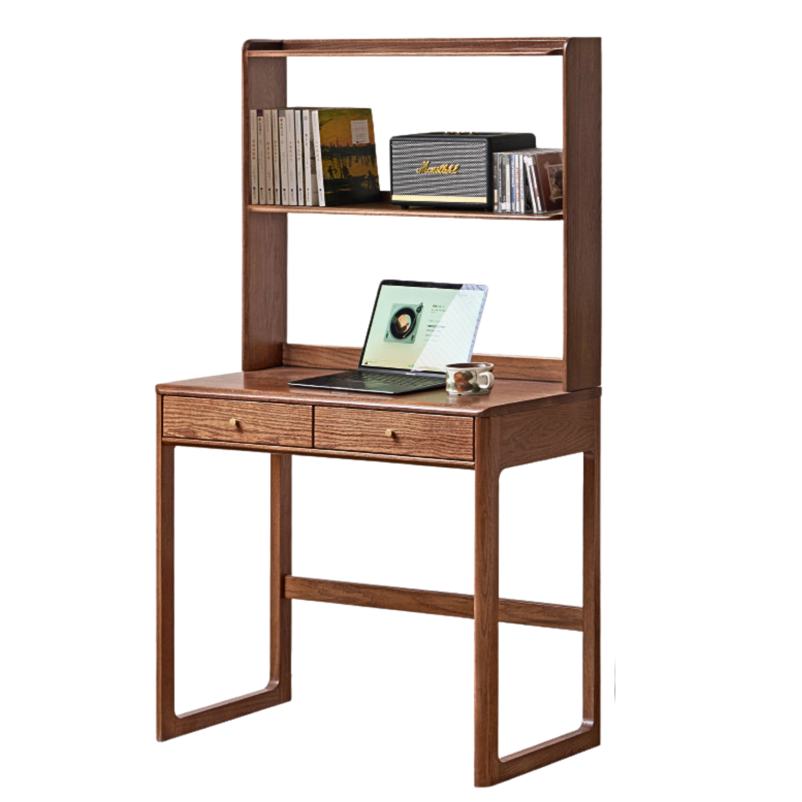 Oak Solid Wood Desk Bookshelf