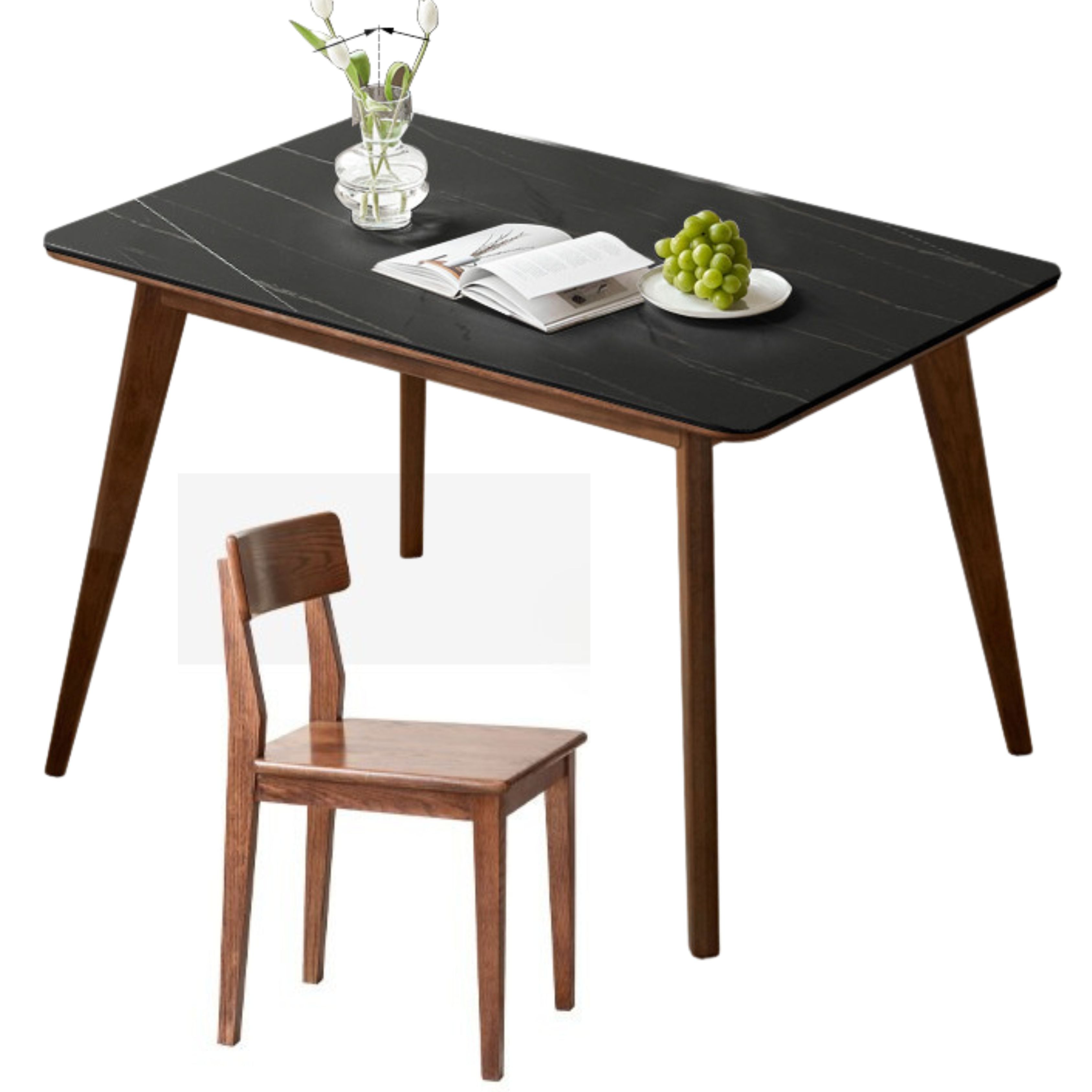 Ash, Oak Solid Wood Modern Rock Plate Dining Table