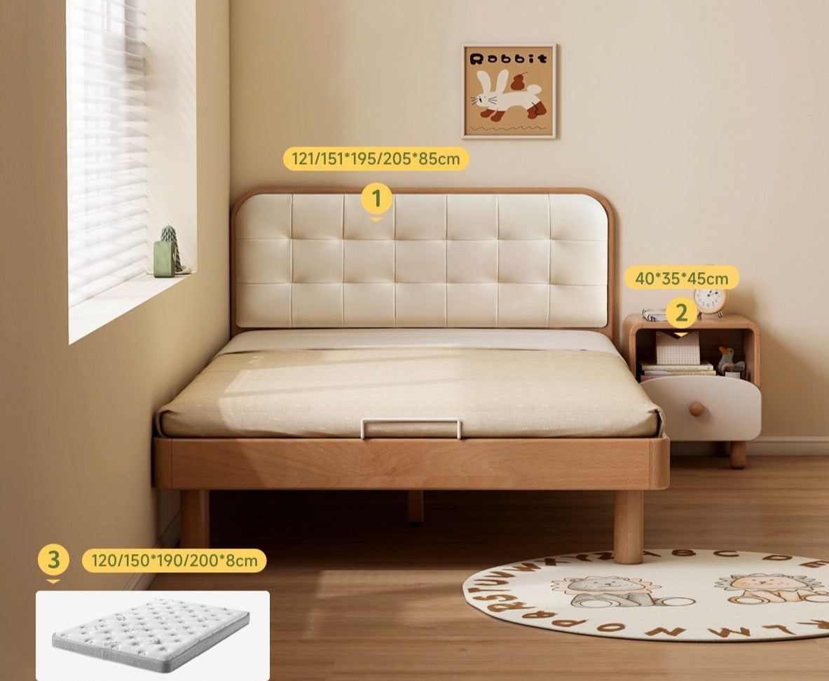 Beech Solid Wood Bedroom Furniture Set Children's Bed Montessori.