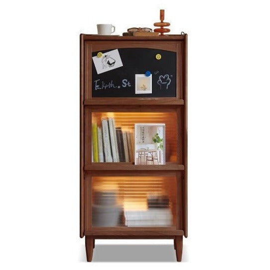 Cherry, Oak Solid Wood Flip Door Magazine Cabinet LED light -