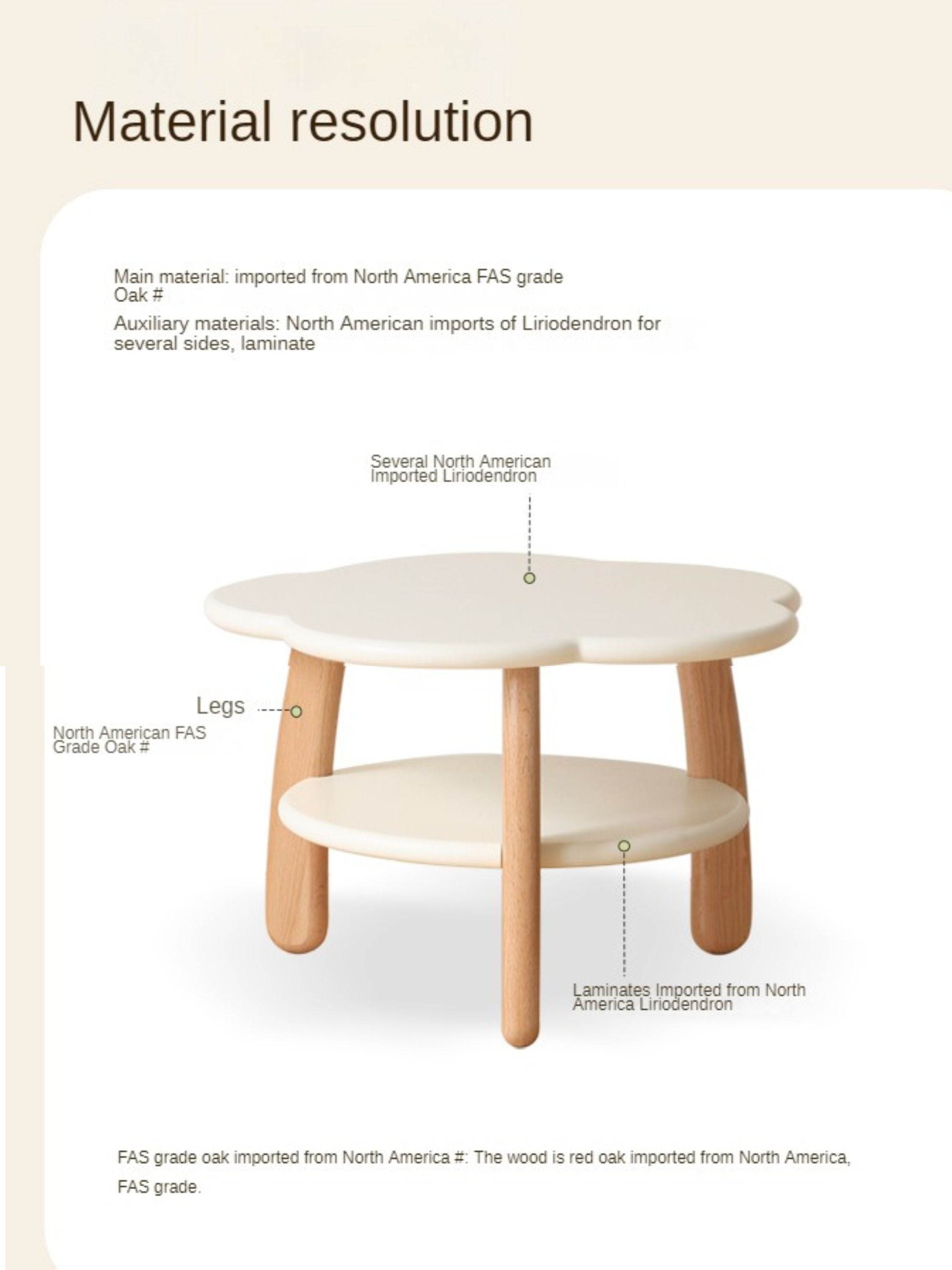 Poplar Solid Wood Cream Style Creative Coffee Table