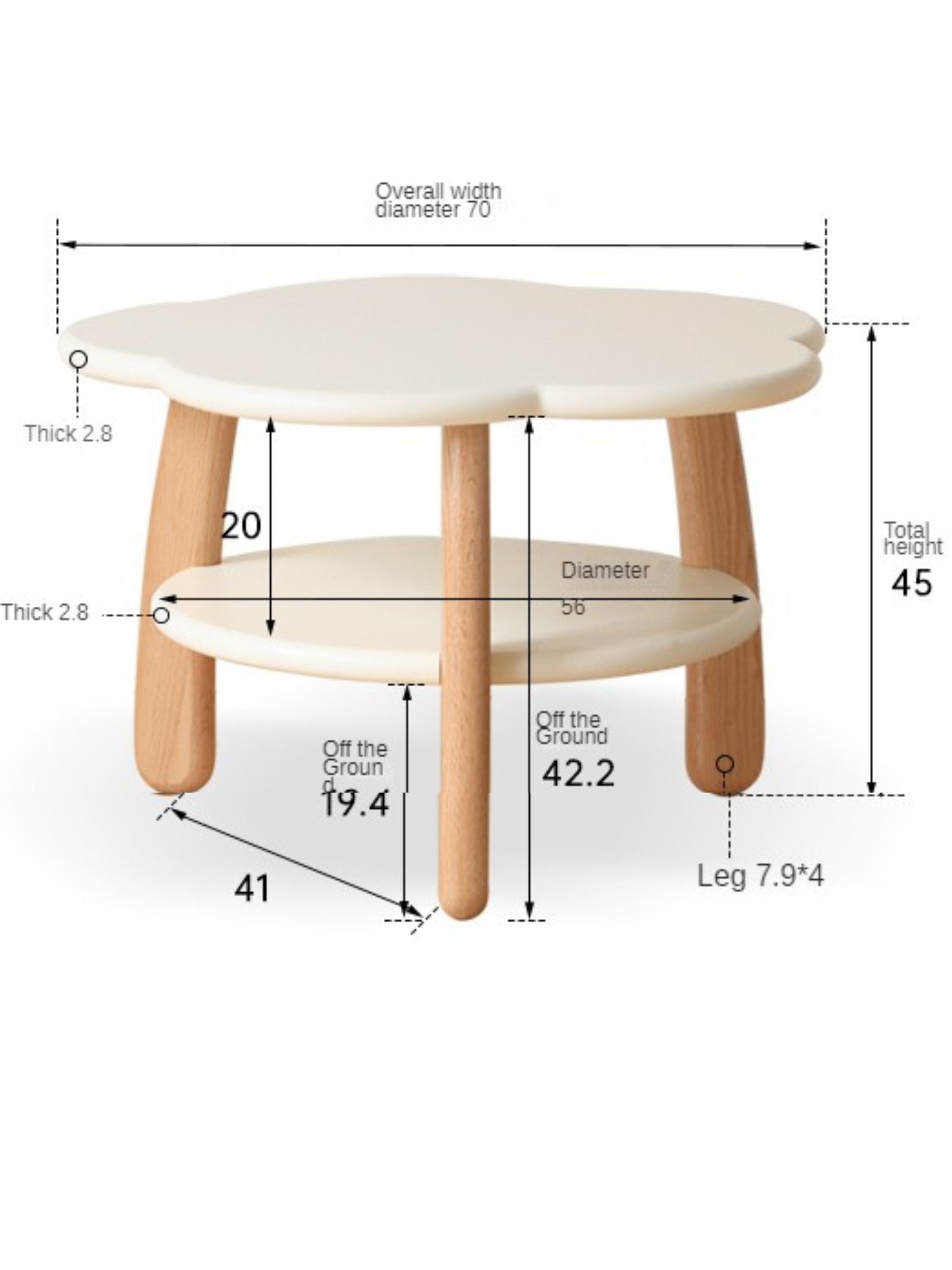 Poplar Solid Wood Cream Style Creative Coffee Table