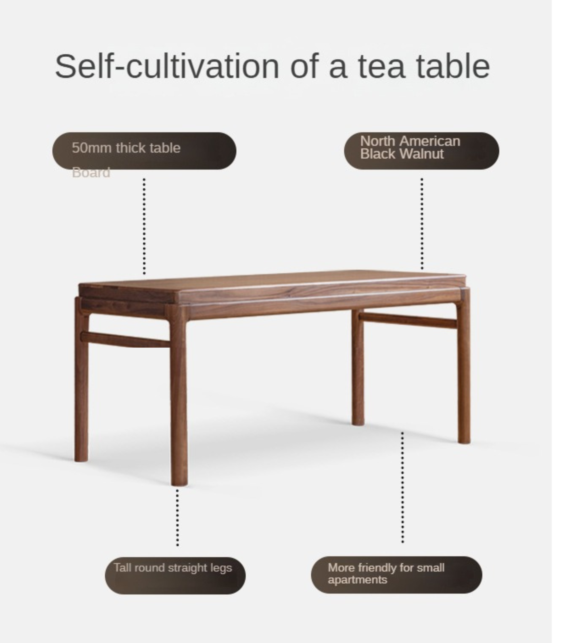 Black Walnut Solid Wood Tea Table
