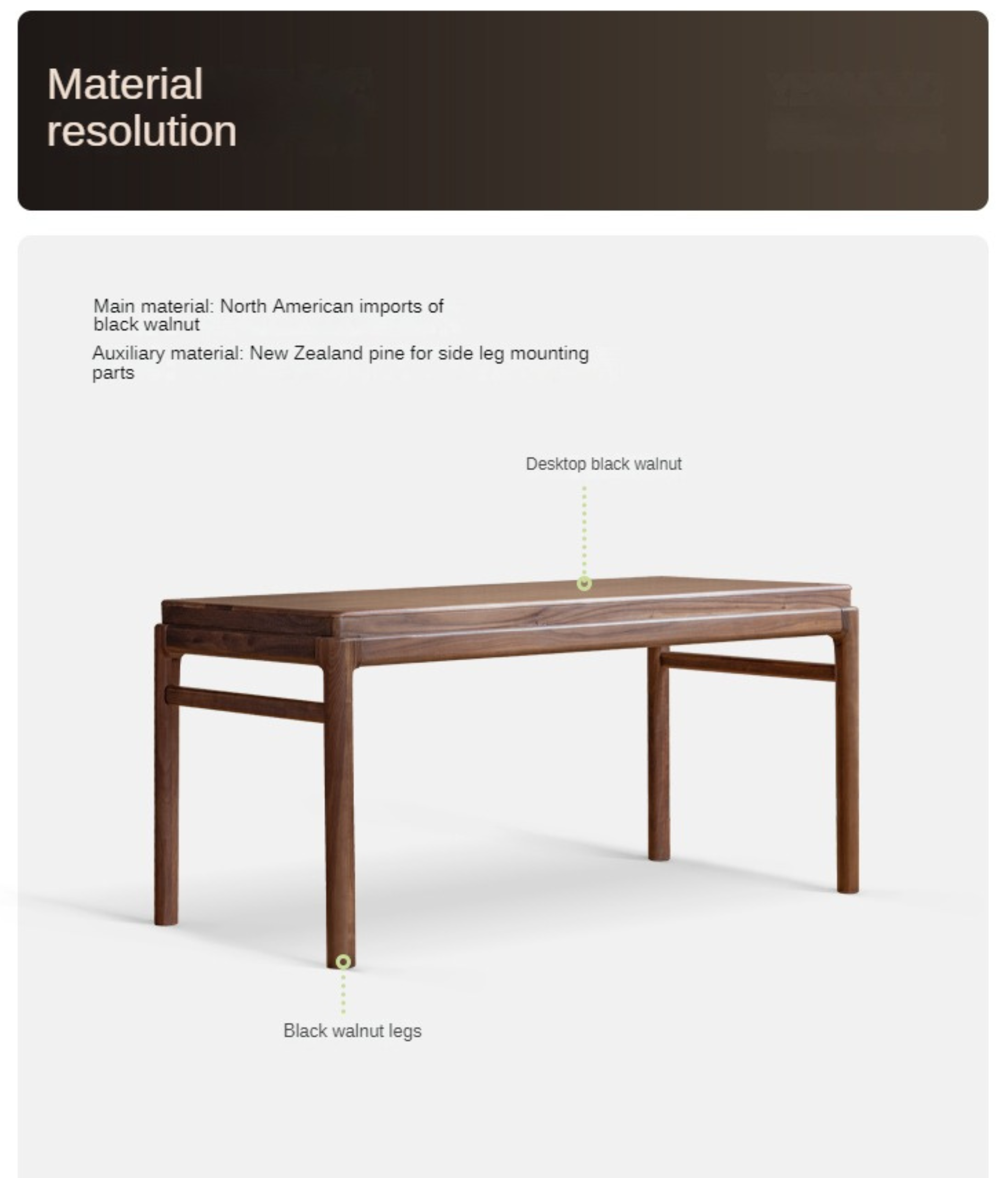 Black Walnut Solid Wood Tea Table