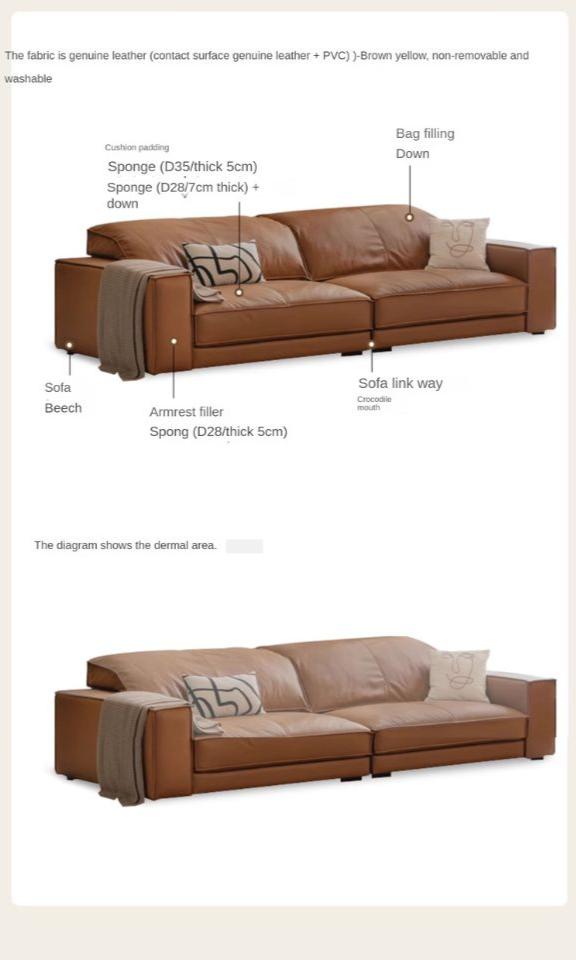 Leather Italian Top Layer Cowhide Sofa.