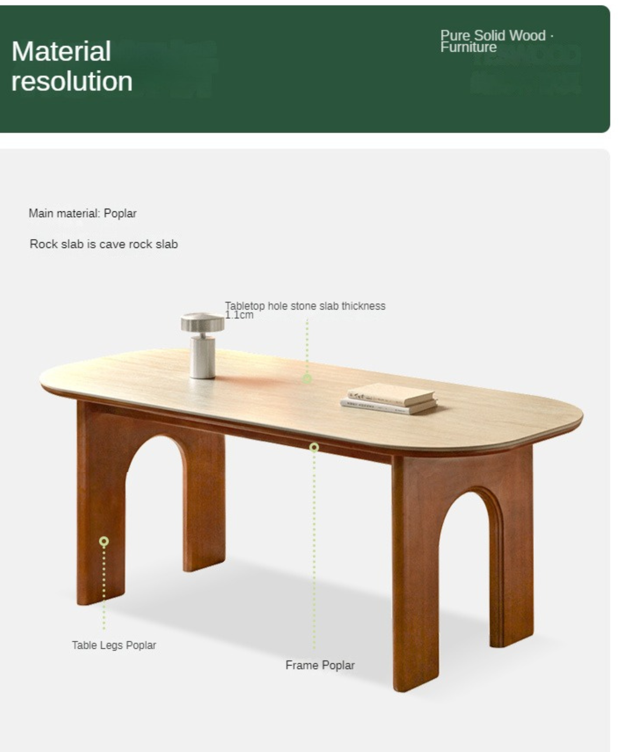 Poplar Solid Wood Rock French Retro Dining Table