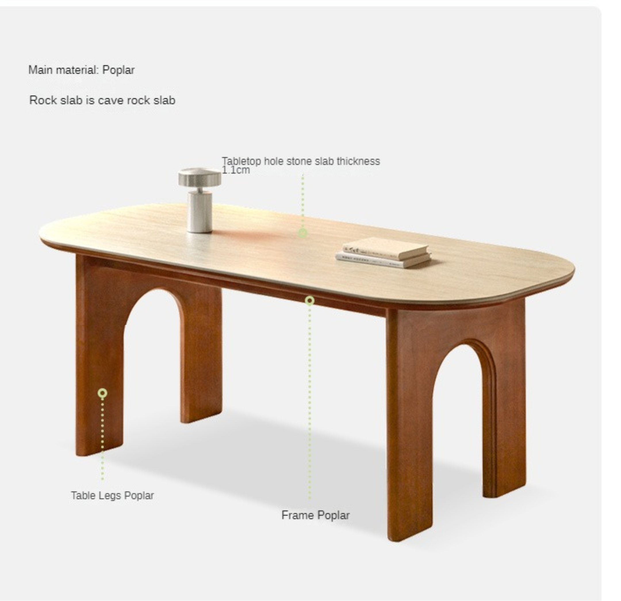 Poplar, Birch Solid Wood Rock French Retro Dining Table