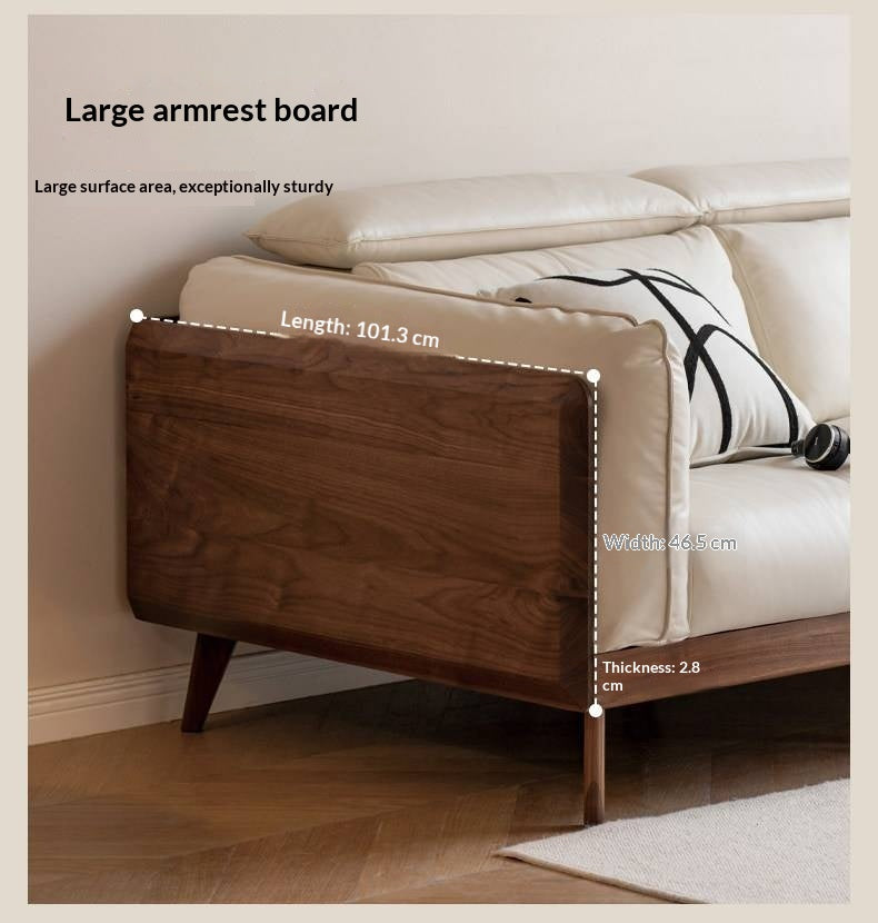 Black Walnut, Ash Solid Wood Genuine Leather, fabric High-Back Down Sofa