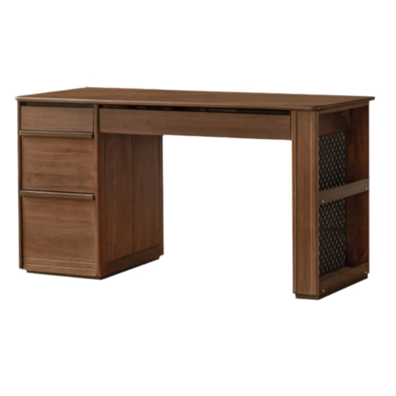 Black Walnut Solid Wood Combination Desk With Shelf