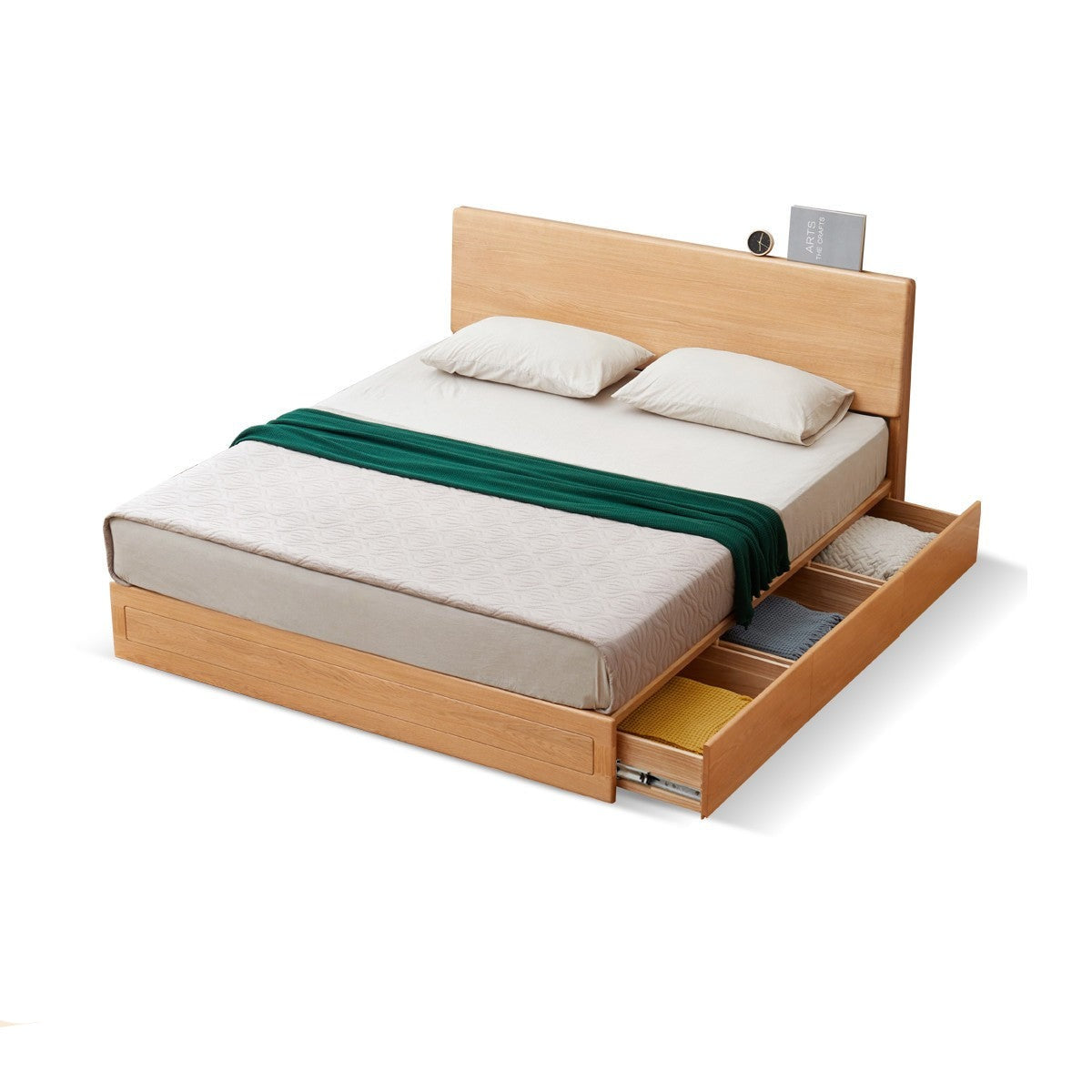 Ash, Oak, Black Walnut Solid Wood Box Bed Modern