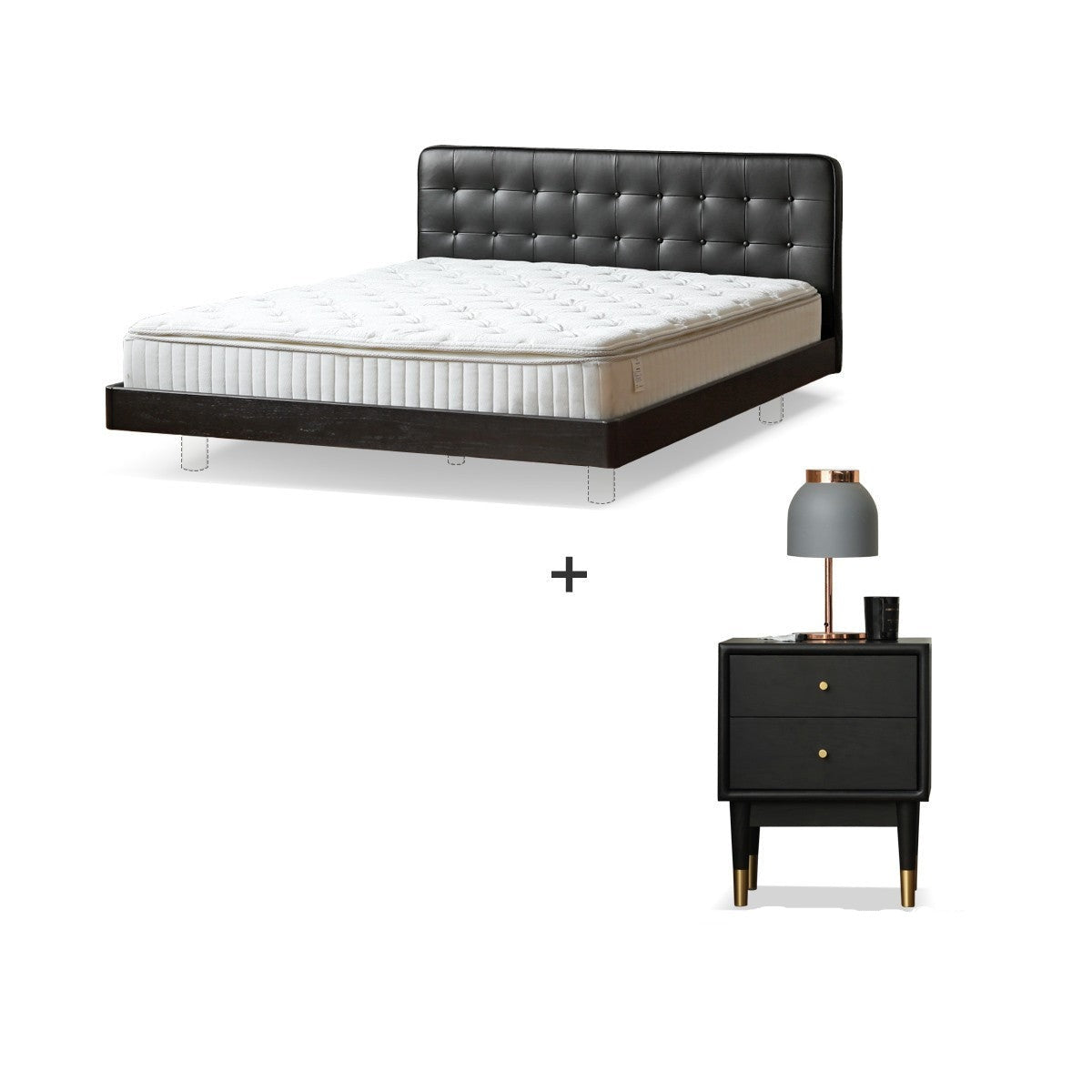Black High-end Leather Suspension Bed