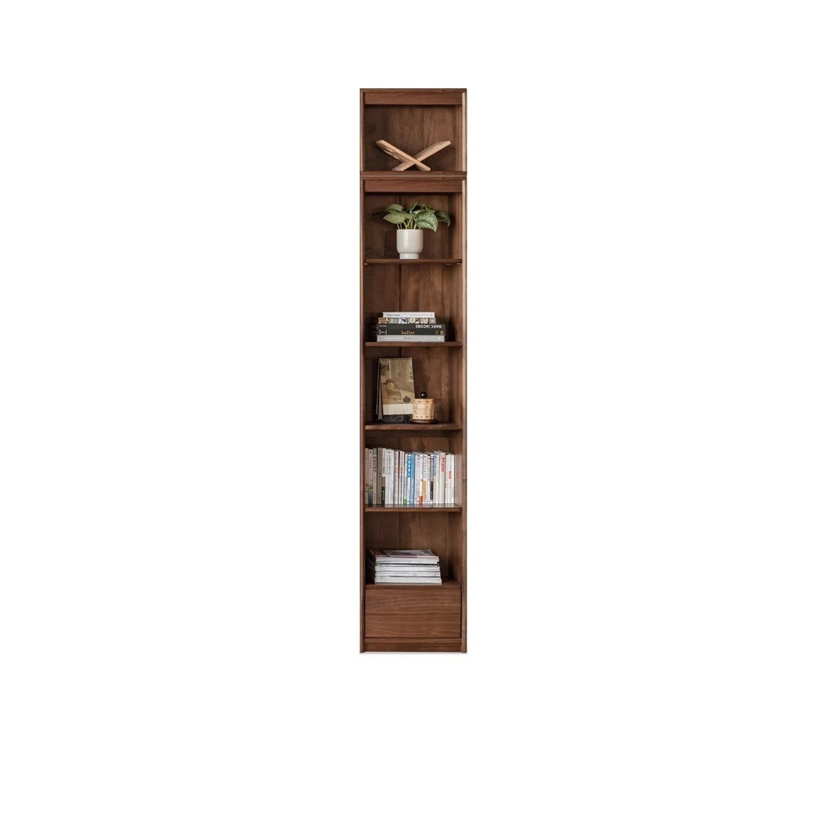 Black Walnut Solid Wood flat glass Double-door bookcase