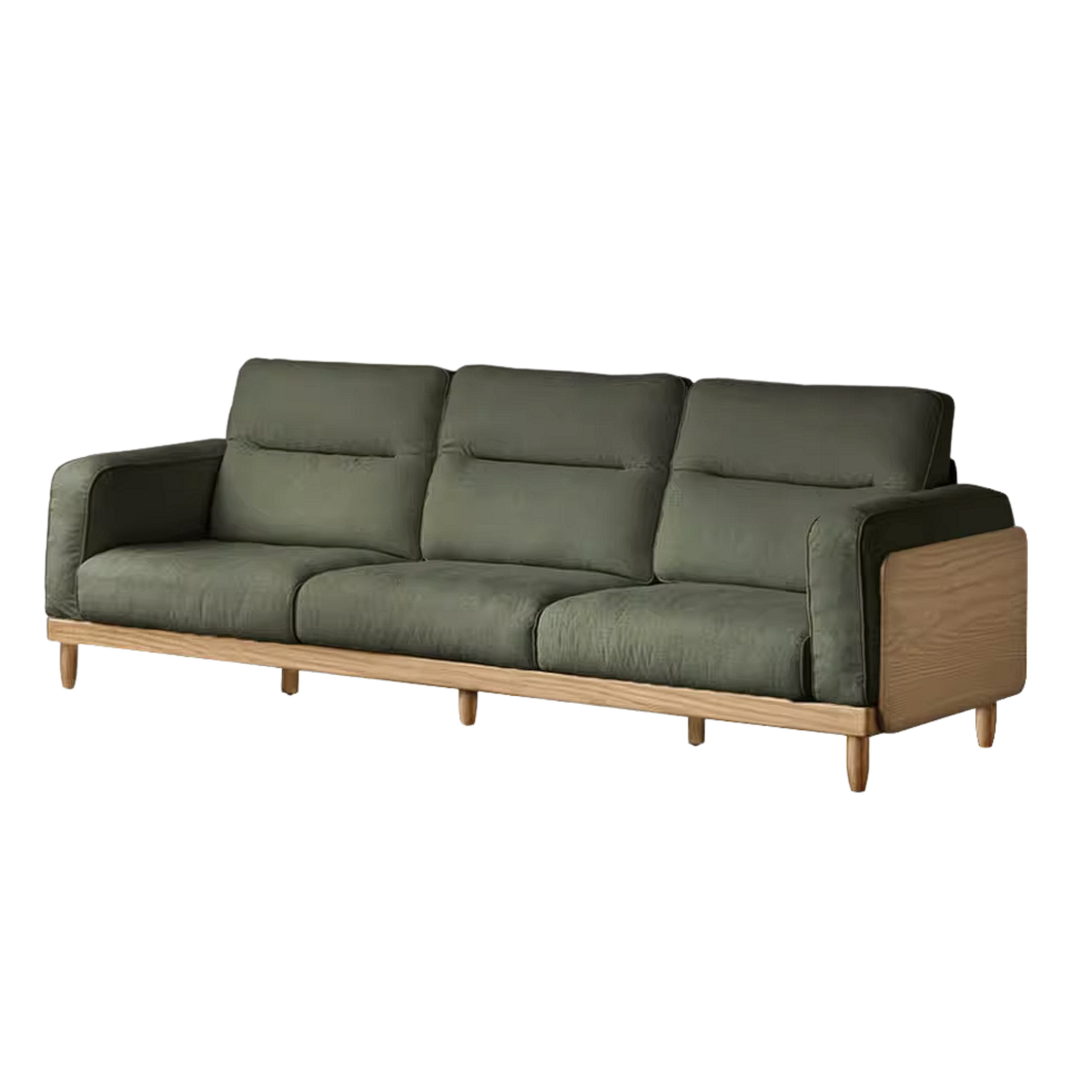 Oak, Ash Solid Wood Sofa with Exposed Wood Frame Arms