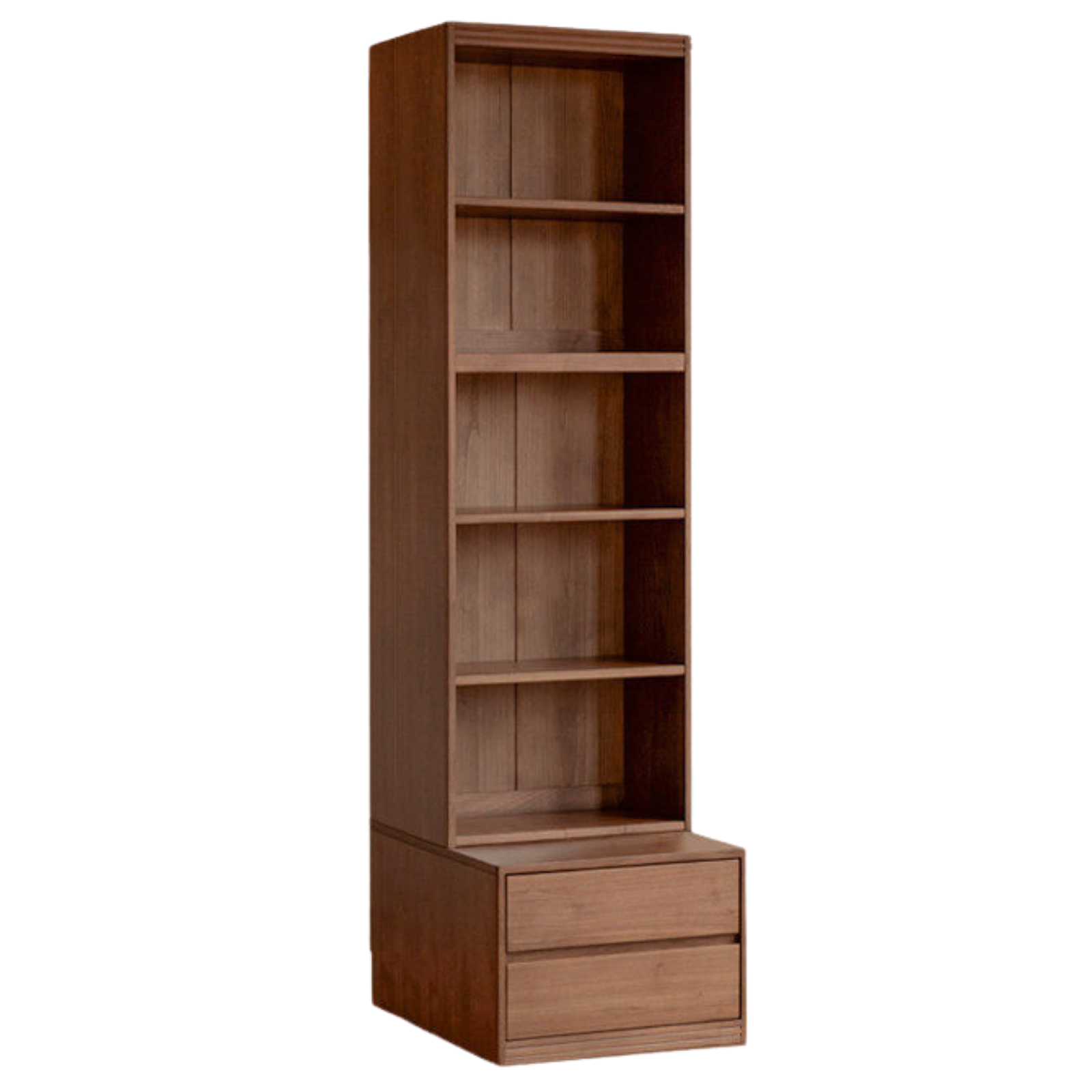 Solid Longan Hardwood, Ash Solid Wood Bookcase with Floor-to-Deck and Wall-Mounted Display Cabinet