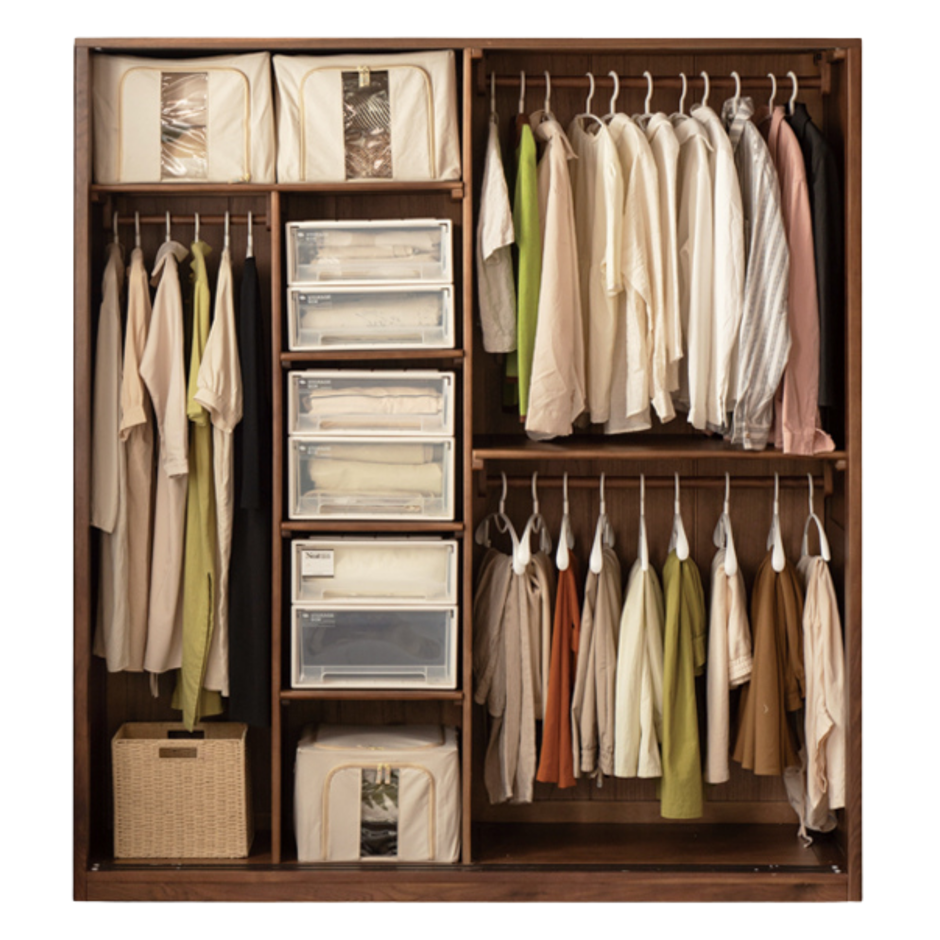 Black Walnut Solid Wood Sliding Door Wardrobe.