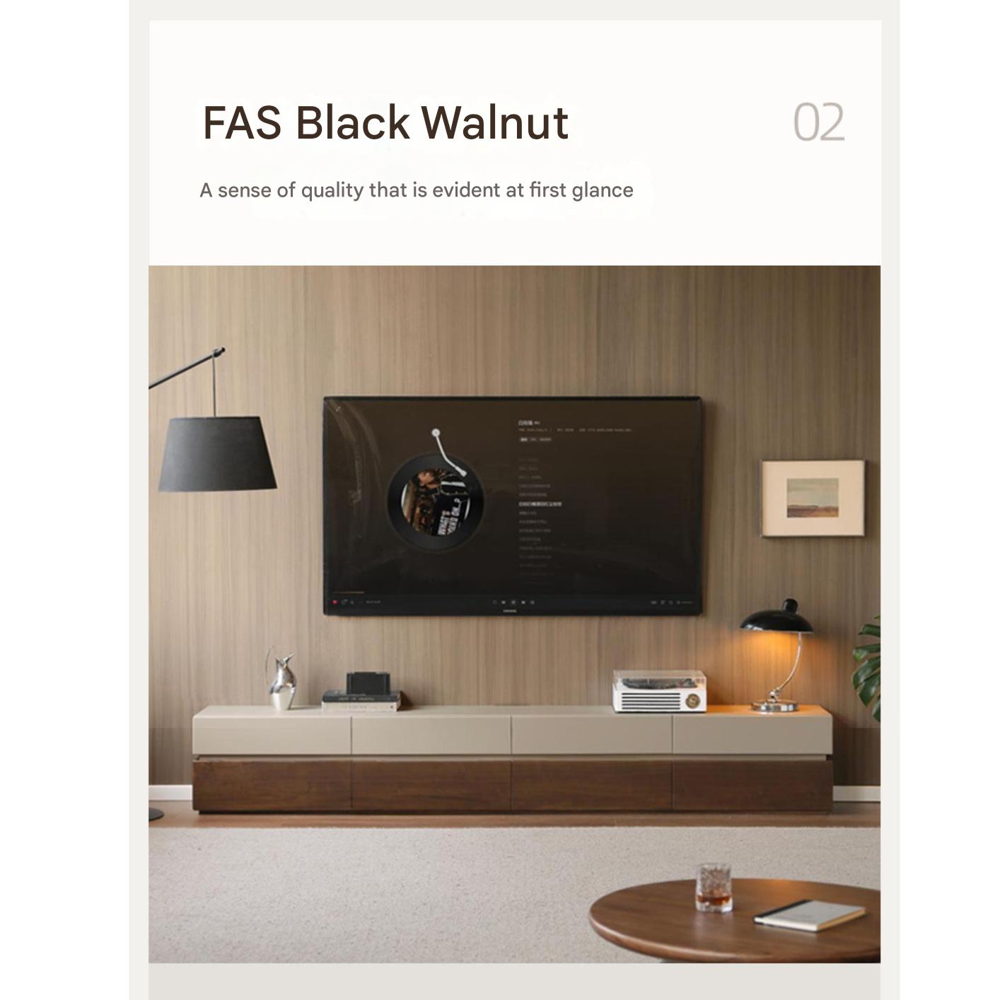 Black Walnut Solid Wood Italian Light Luxury Floor TV Cabinet.