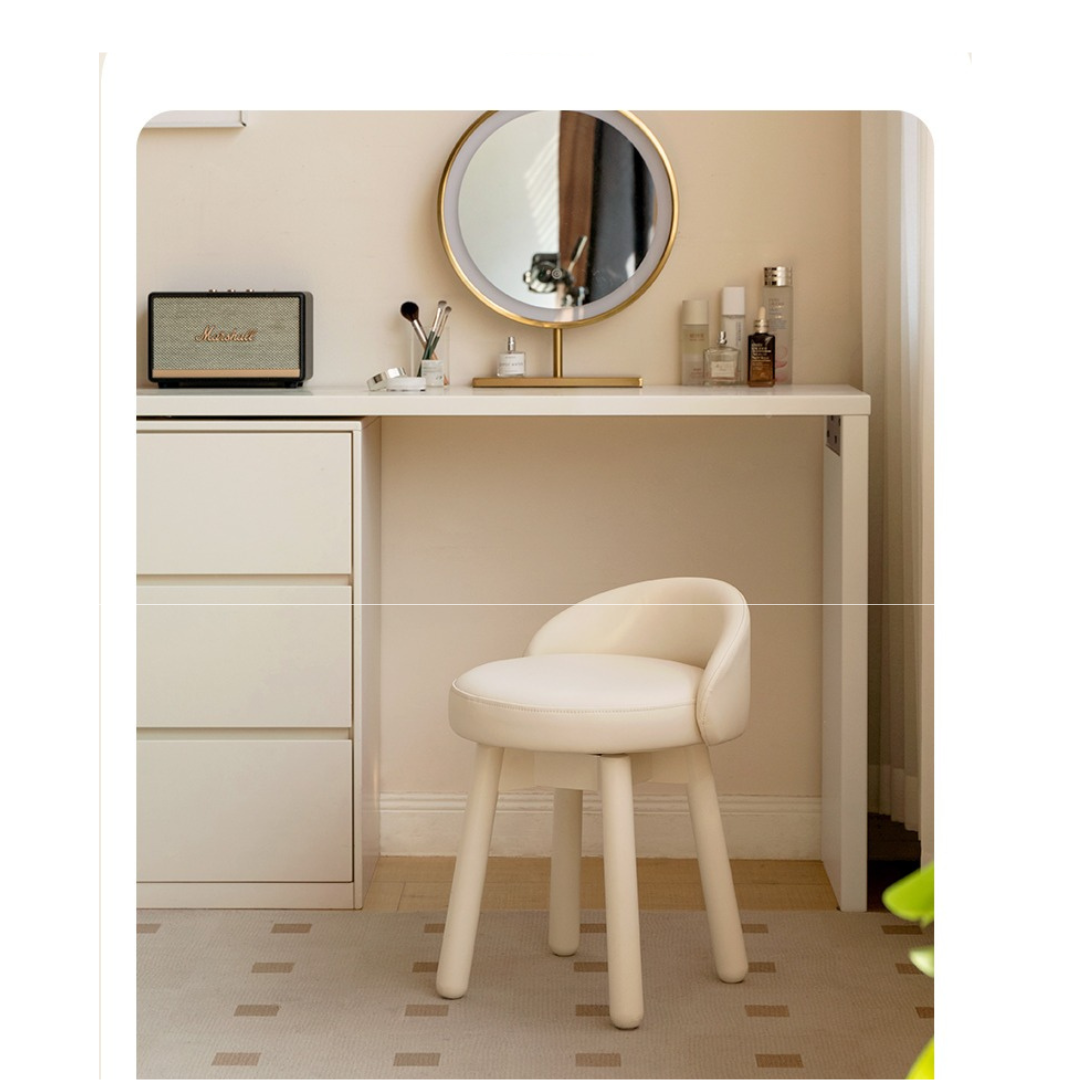Makeup Stool 360° Free Rrotation Cream Style Birch Solid Wood