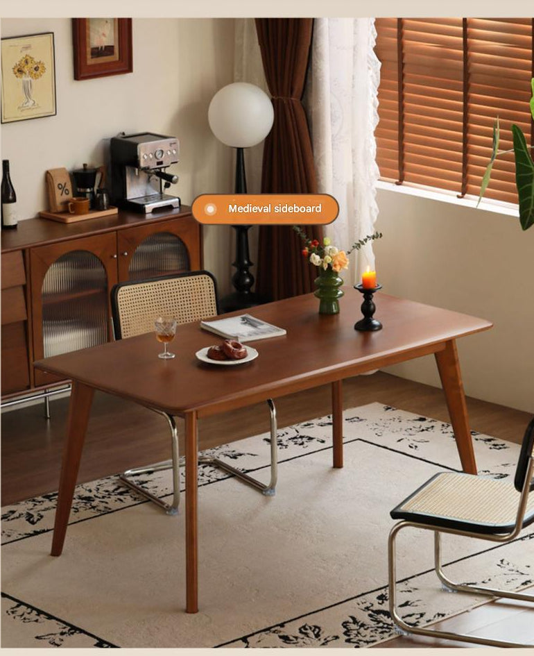 Poplar Solid Wood Restaurant Medieval Style Dining Table