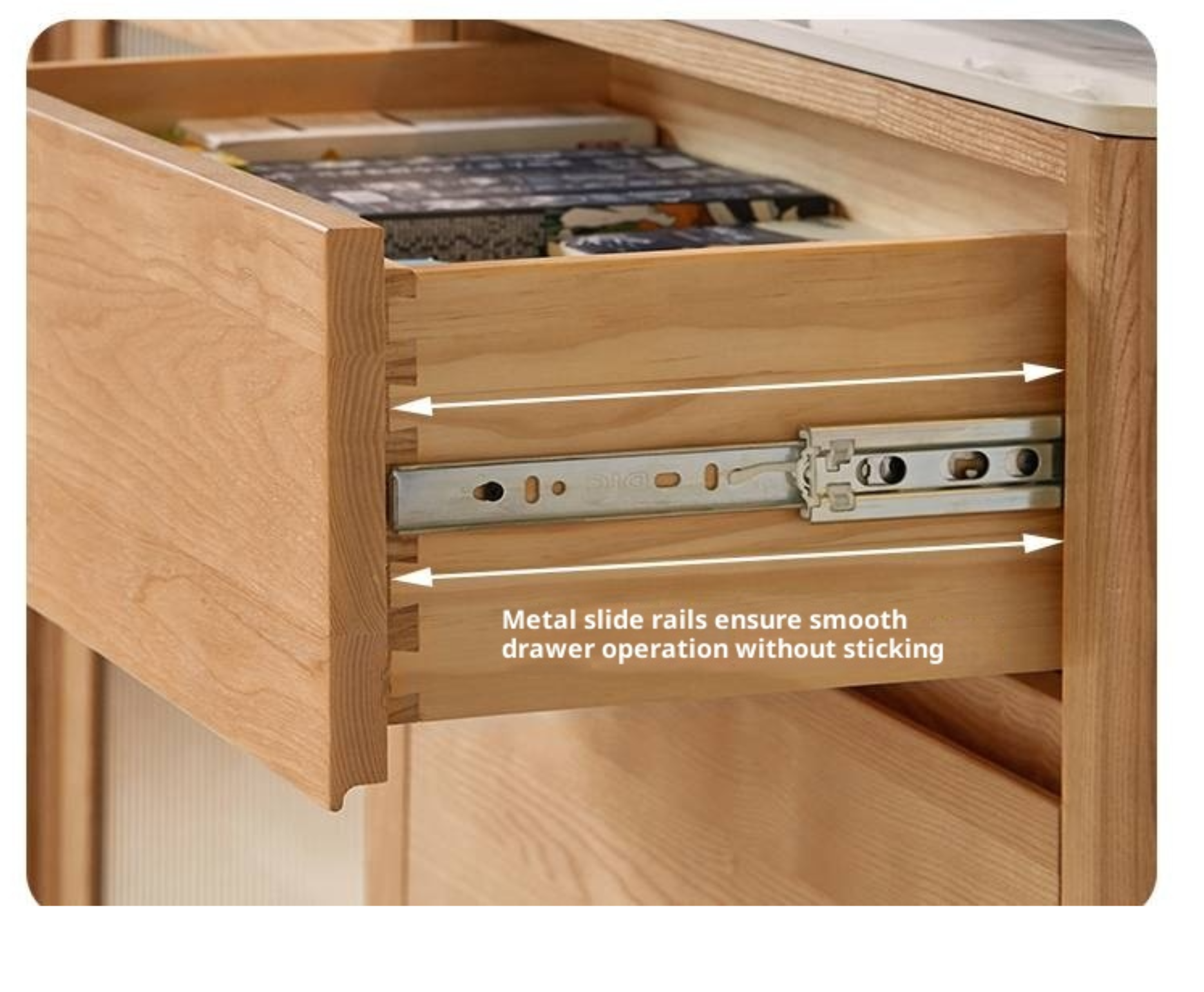 Ash Solid Wood White Wax Rock Plate Sideboard