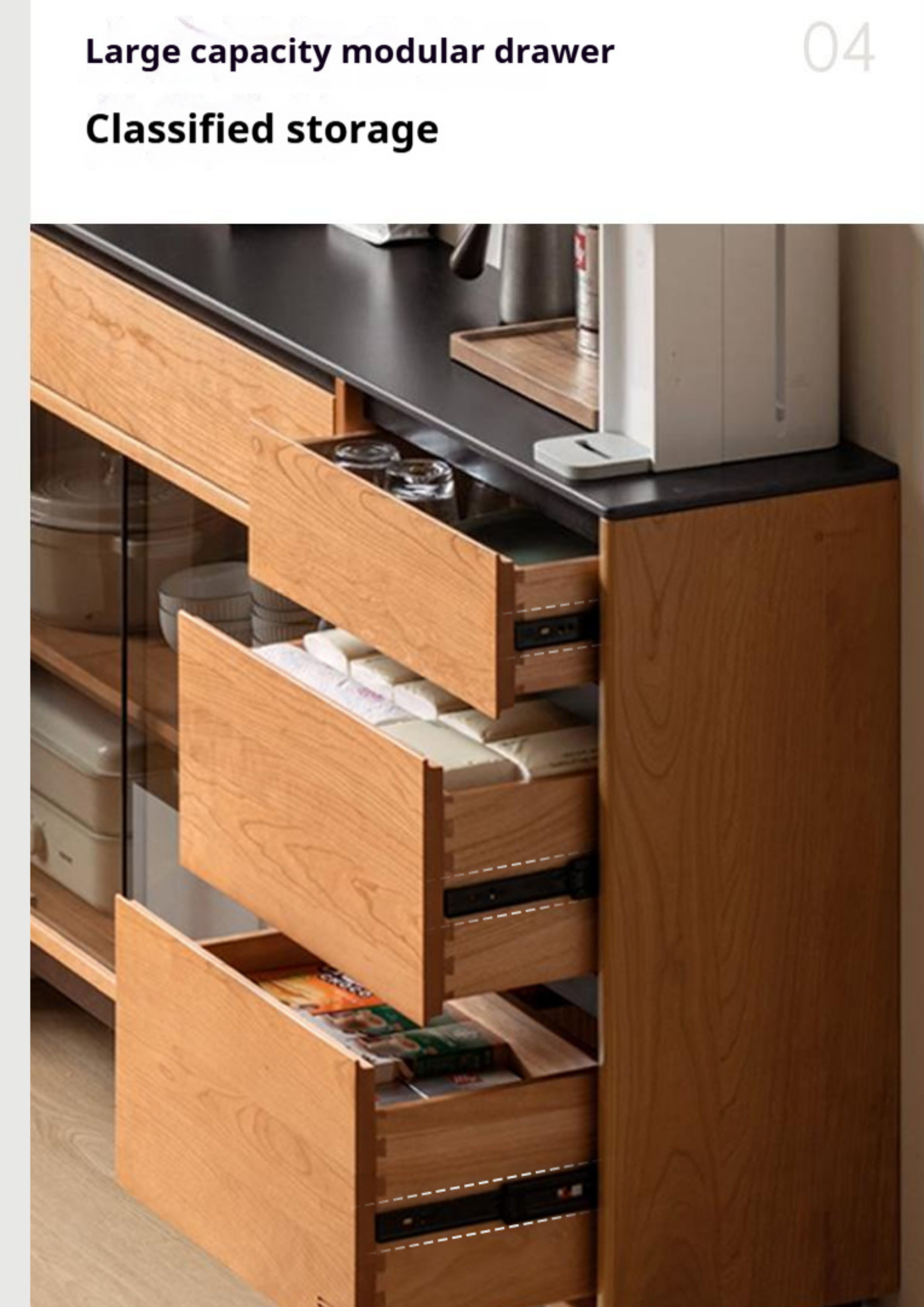 Cherry Solid Wood Rock Board Dining Sideboardс
