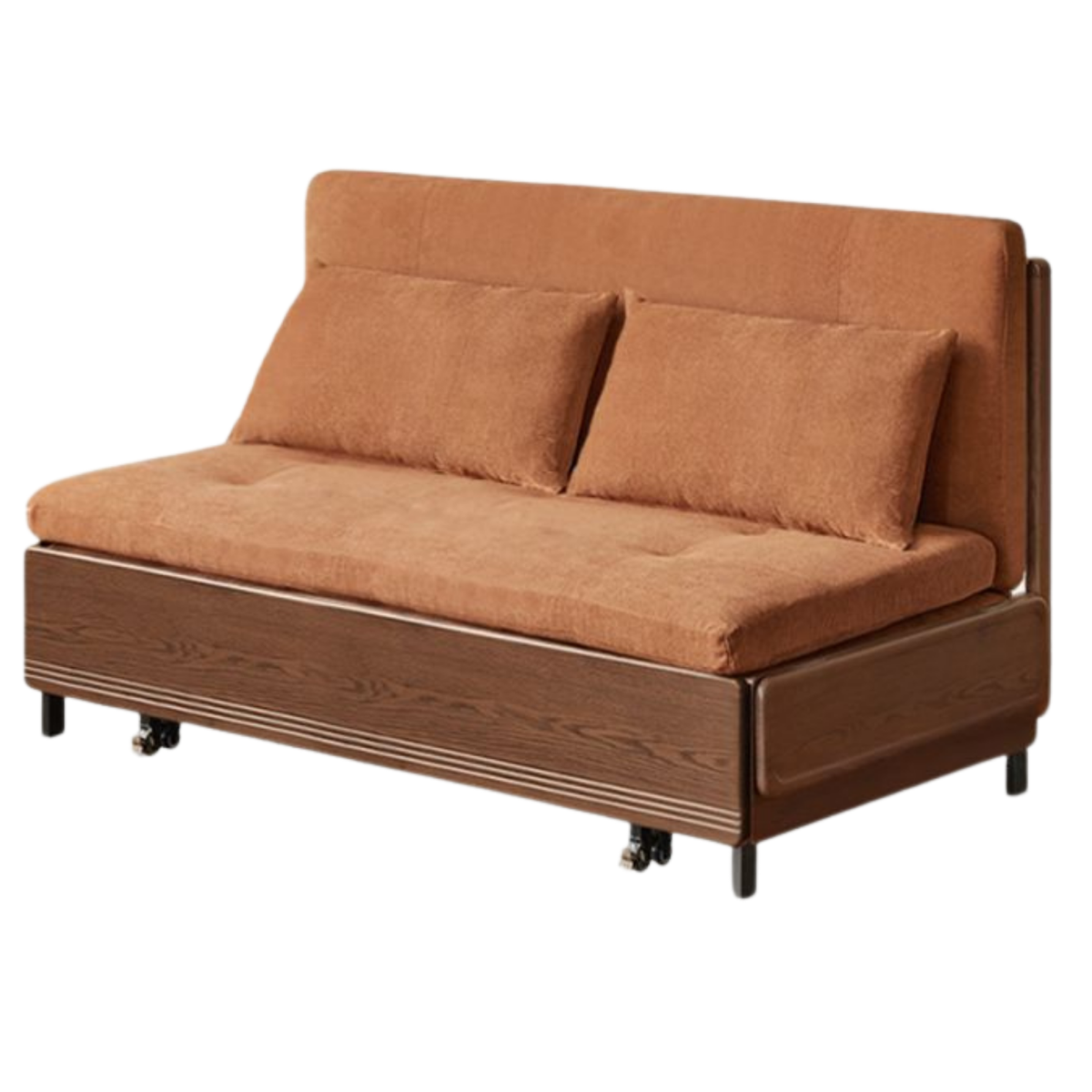 Black Walnut, Oak Solid Wood Sleeper Chair-sofa Bed with Attached Fold-Out Side Tray