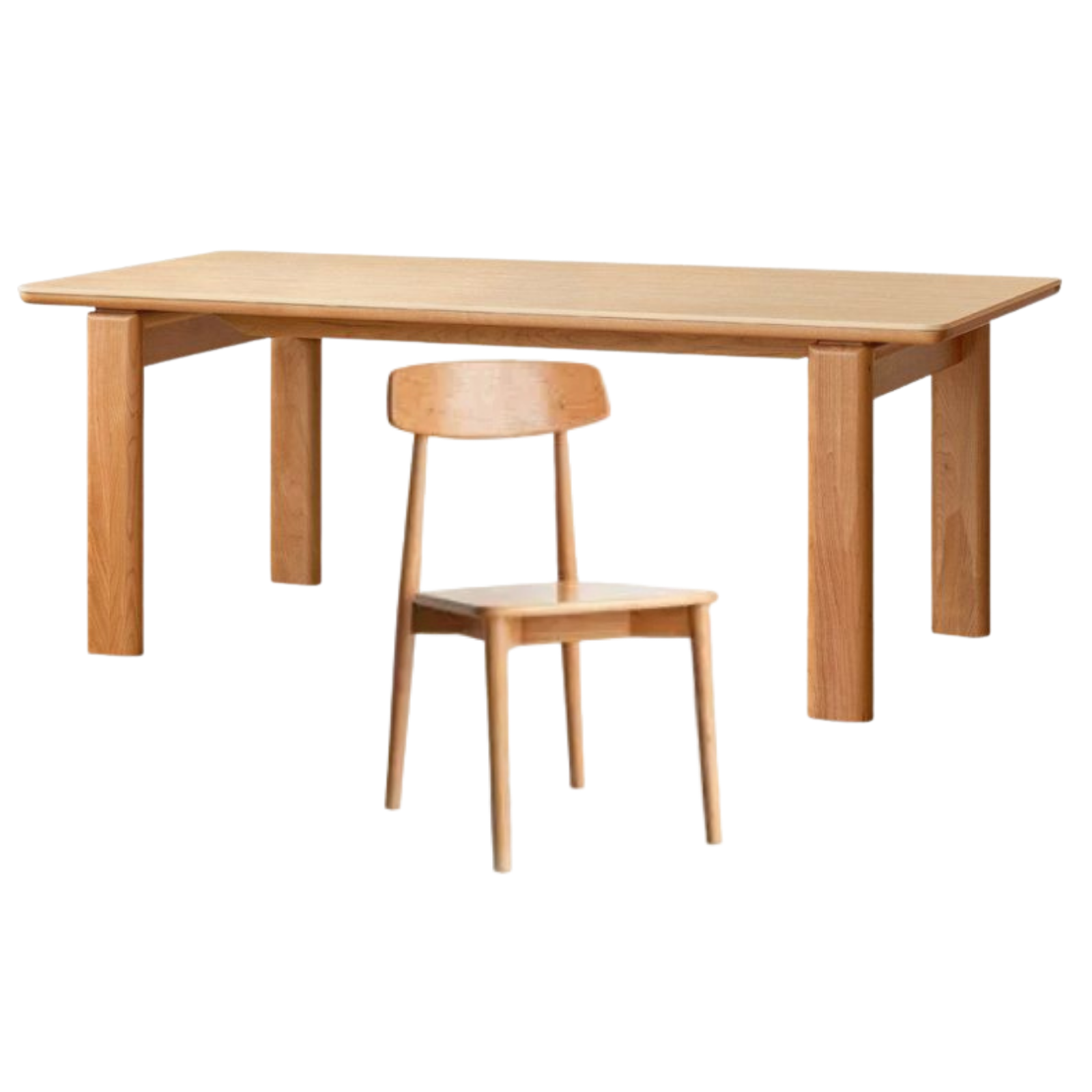 Cherry Solid Wood Vintage Style Slab Dining Table with Sintered Stone Top