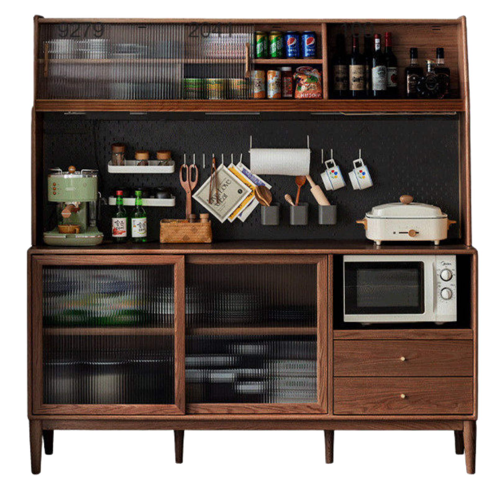 Ash Solid Wood Sideboard High Wine Cabinet Buffet